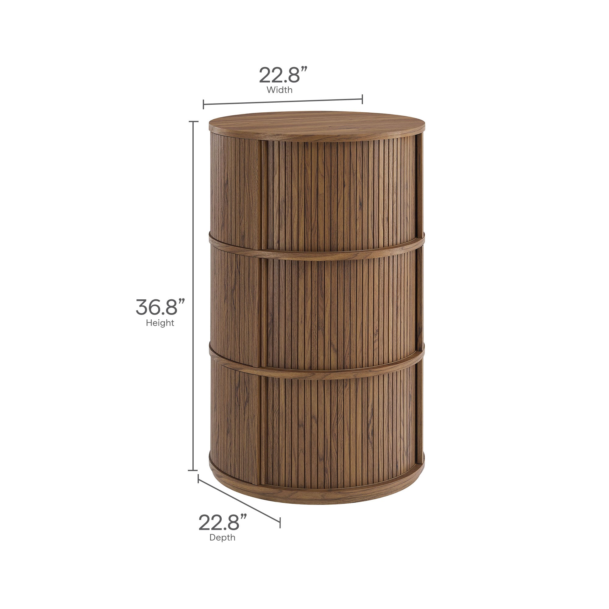 Modway Clement Round Pedestal Stand Storage Table With Sliding Tambour Doors