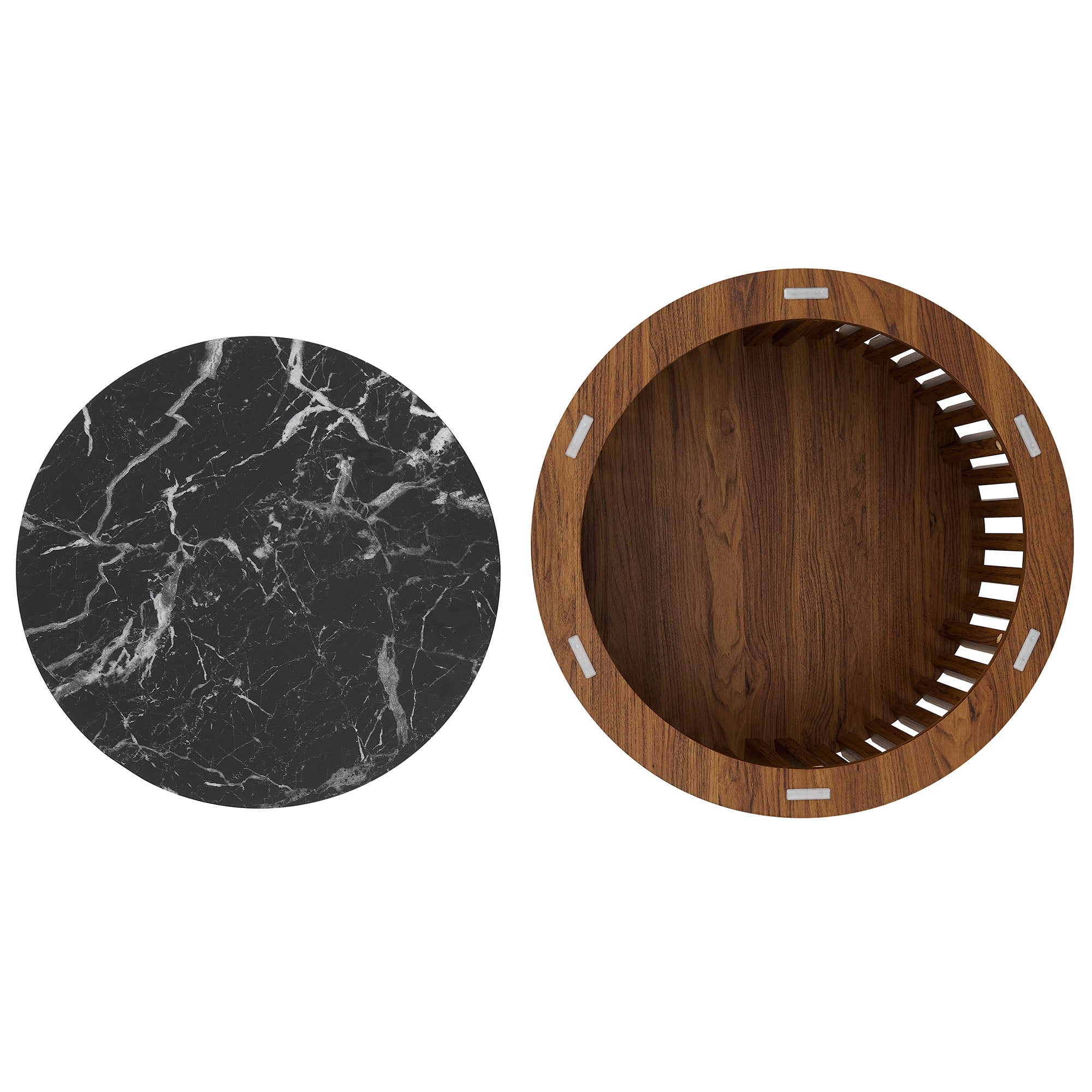 Modway Fortitude Round Faux Marble Top Nesting Coffee Table Set