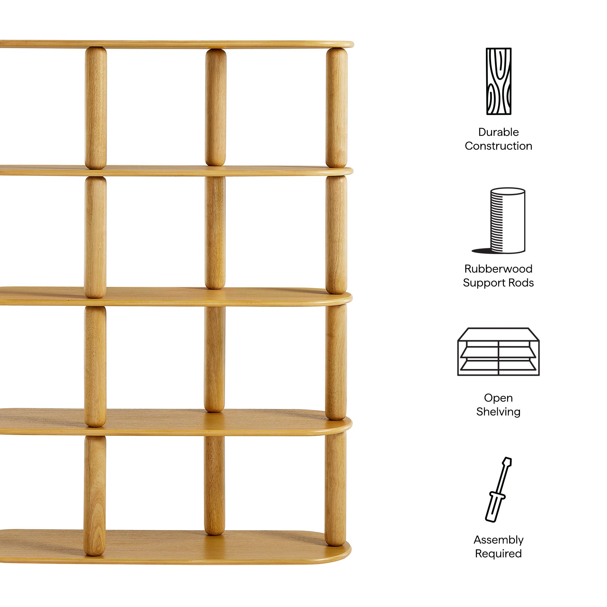 Modway Arcus 4-Tier Oval Wood Bookshelf
