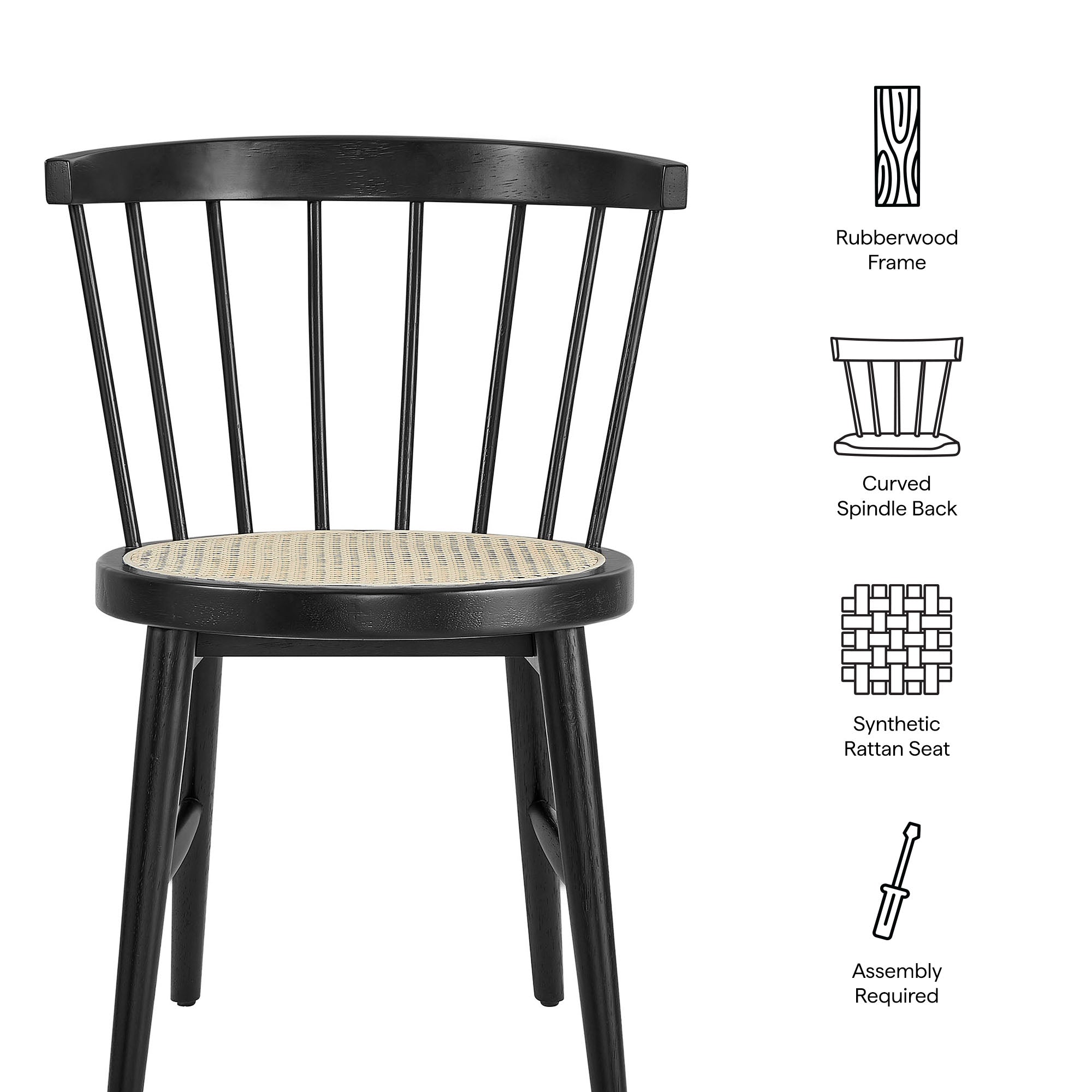 Modway Lykke Curved Spindle Back Dining Chairs Set of 2