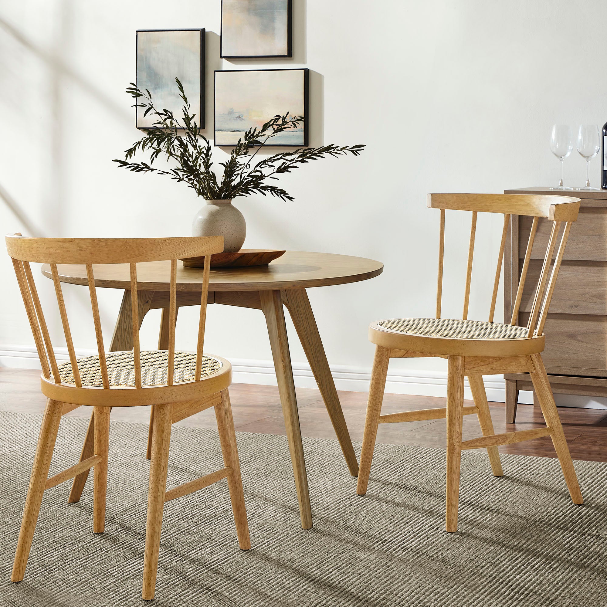 Modway Lykke Curved Spindle Back Dining Chairs Set of 2