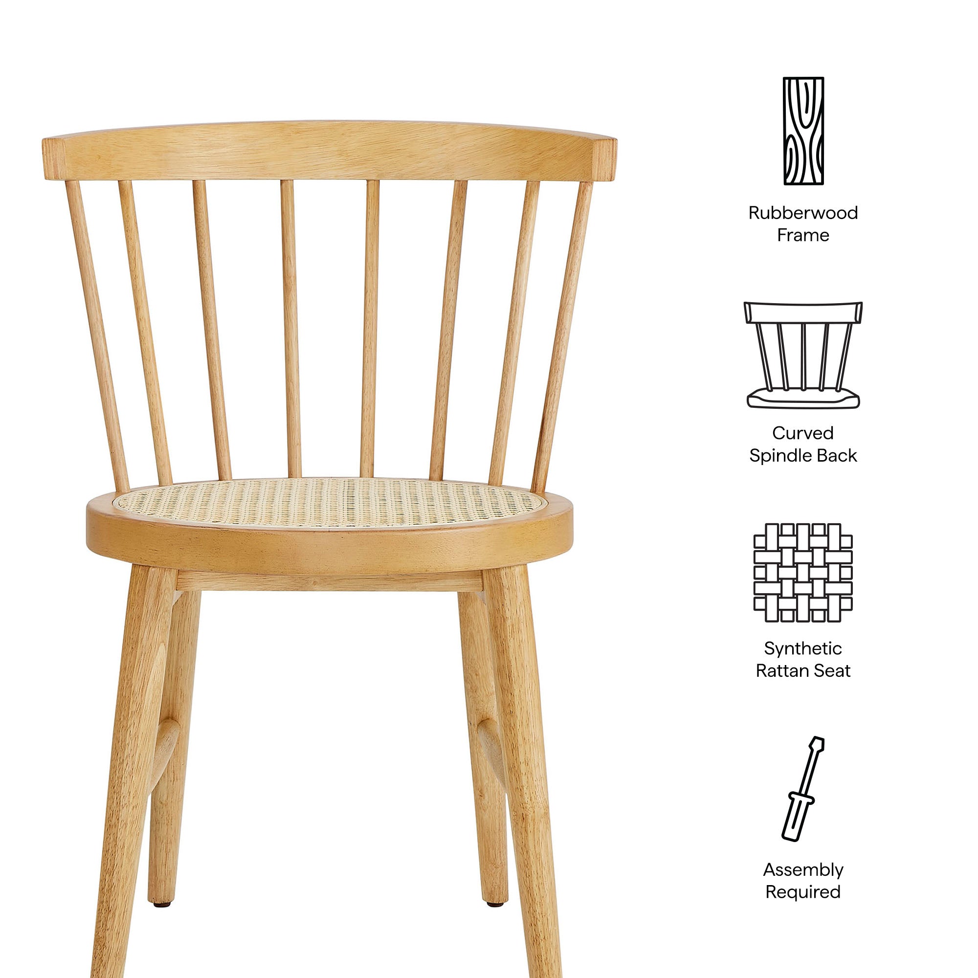 Modway Lykke Curved Spindle Back Dining Chairs Set of 2