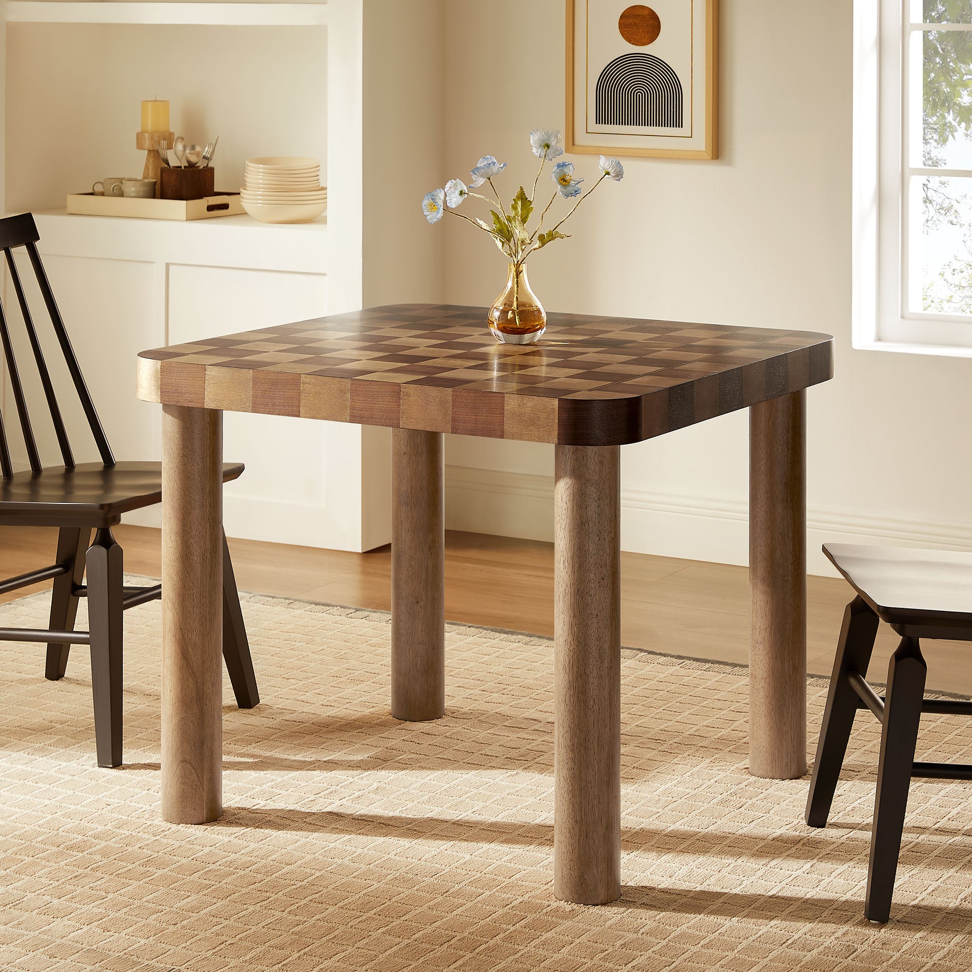 Modway Oscar 36 Inch Square Checkered Dining Table