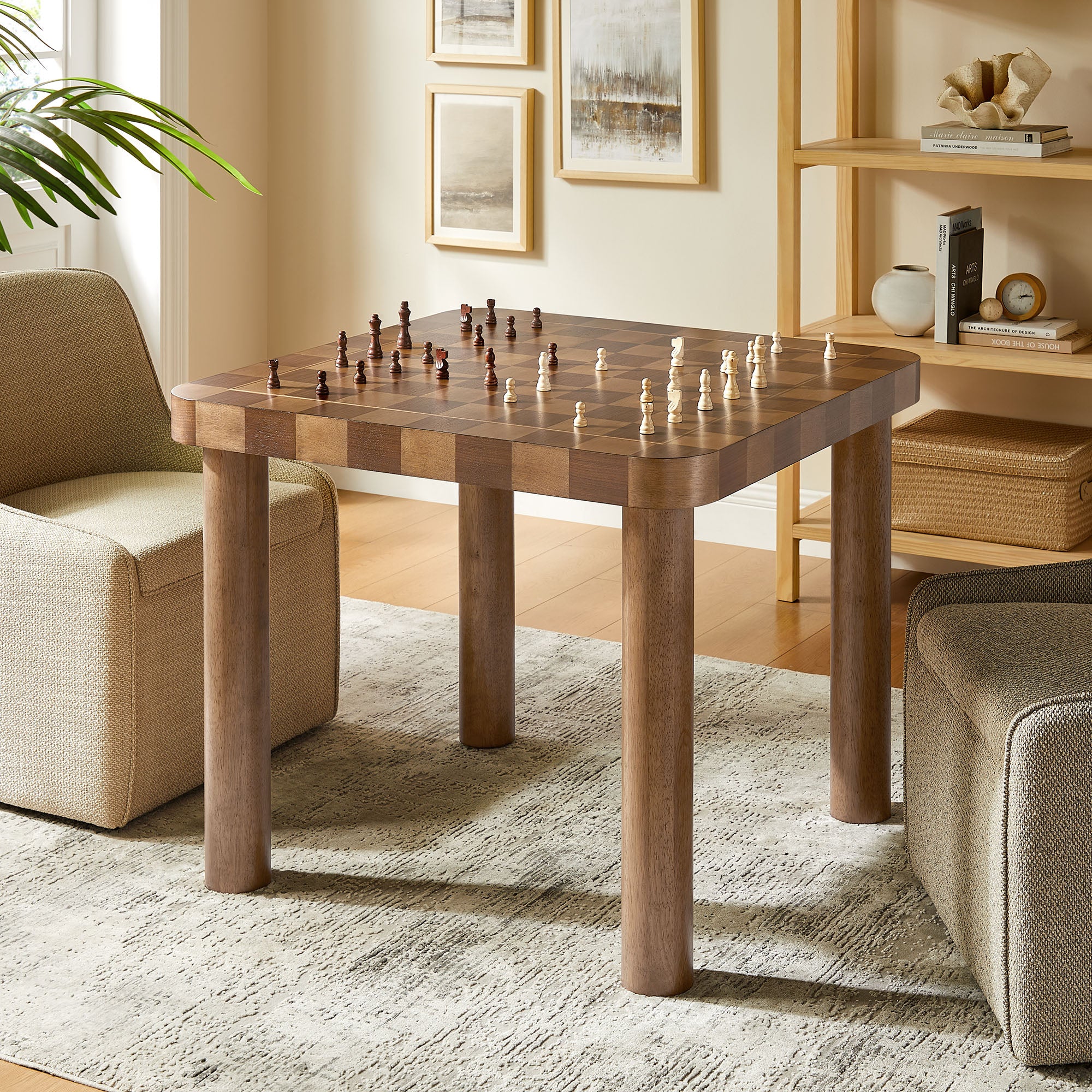 Modway Oscar 36 Inch Square Checkered Dining Table