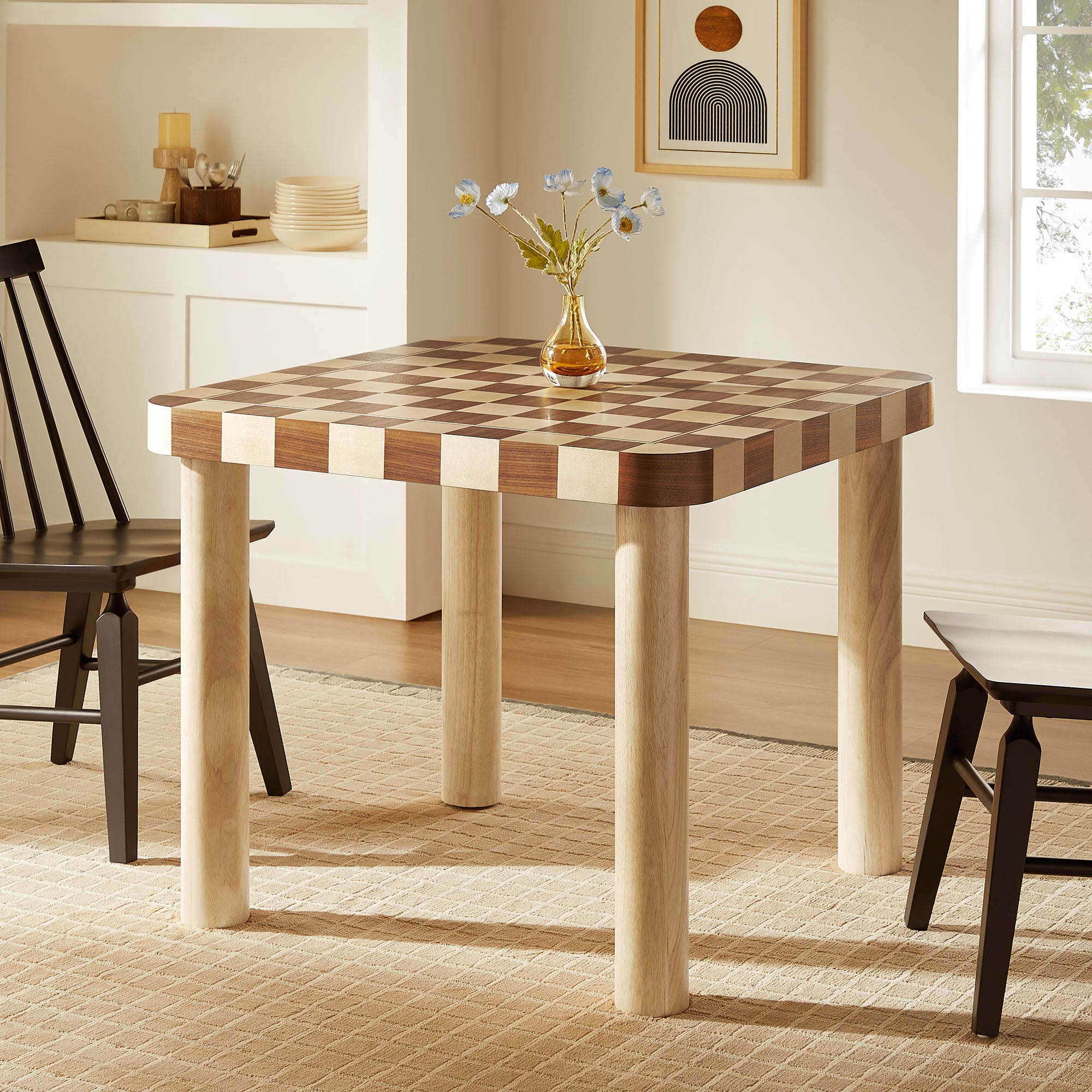 Modway Oscar 36 Inch Square Checkered Dining Table