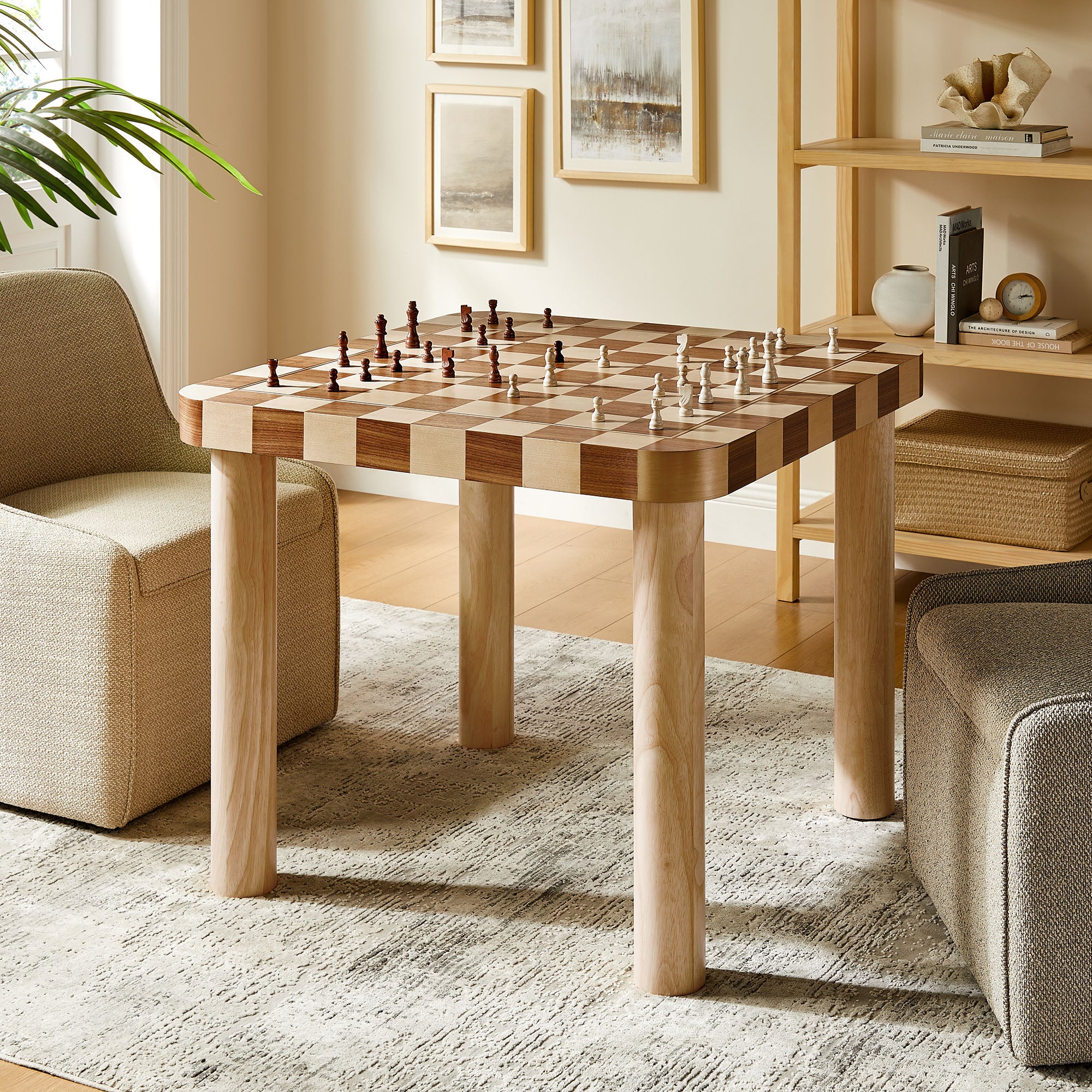 Modway Oscar 36 Inch Square Checkered Dining Table