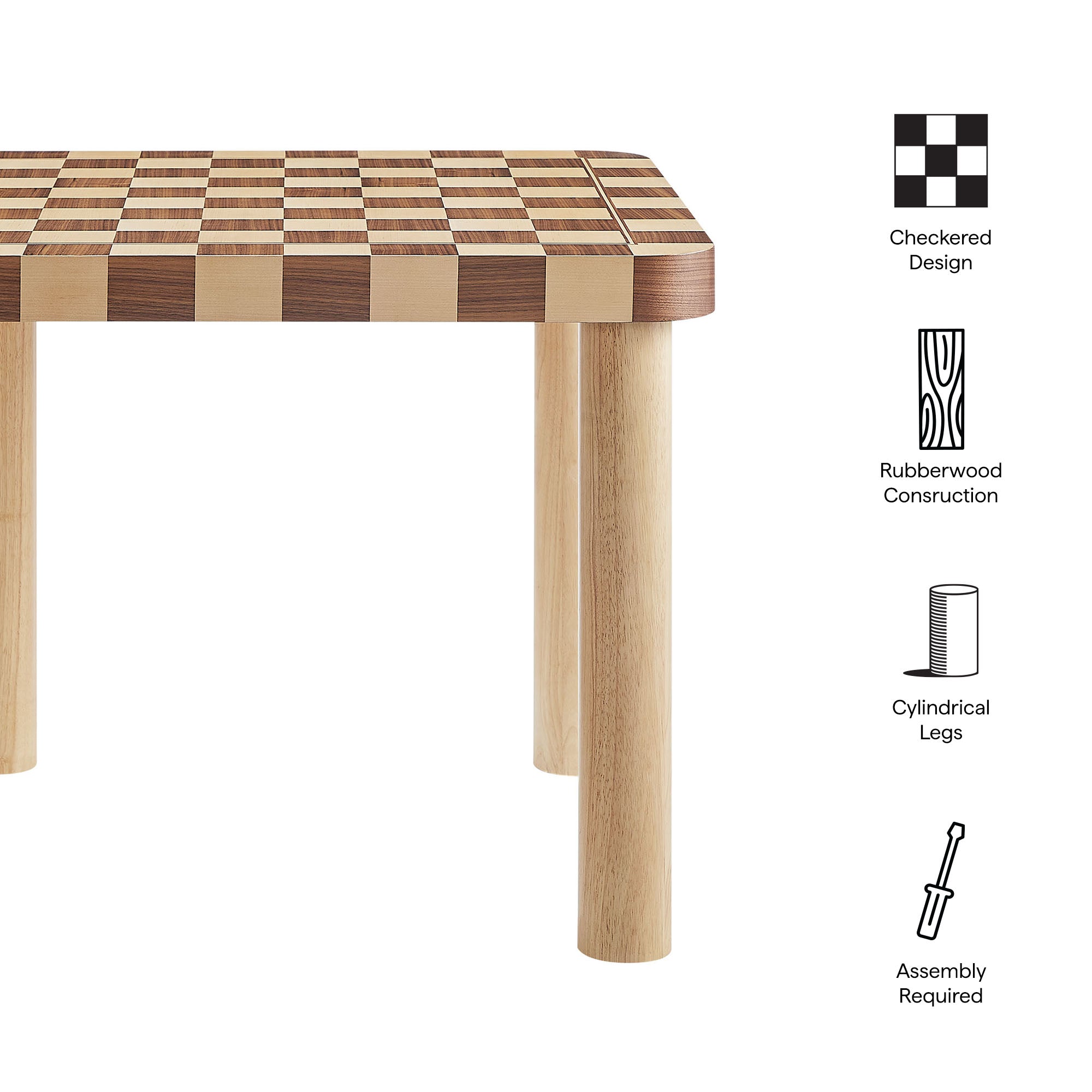 Modway Oscar 36 Inch Square Checkered Dining Table