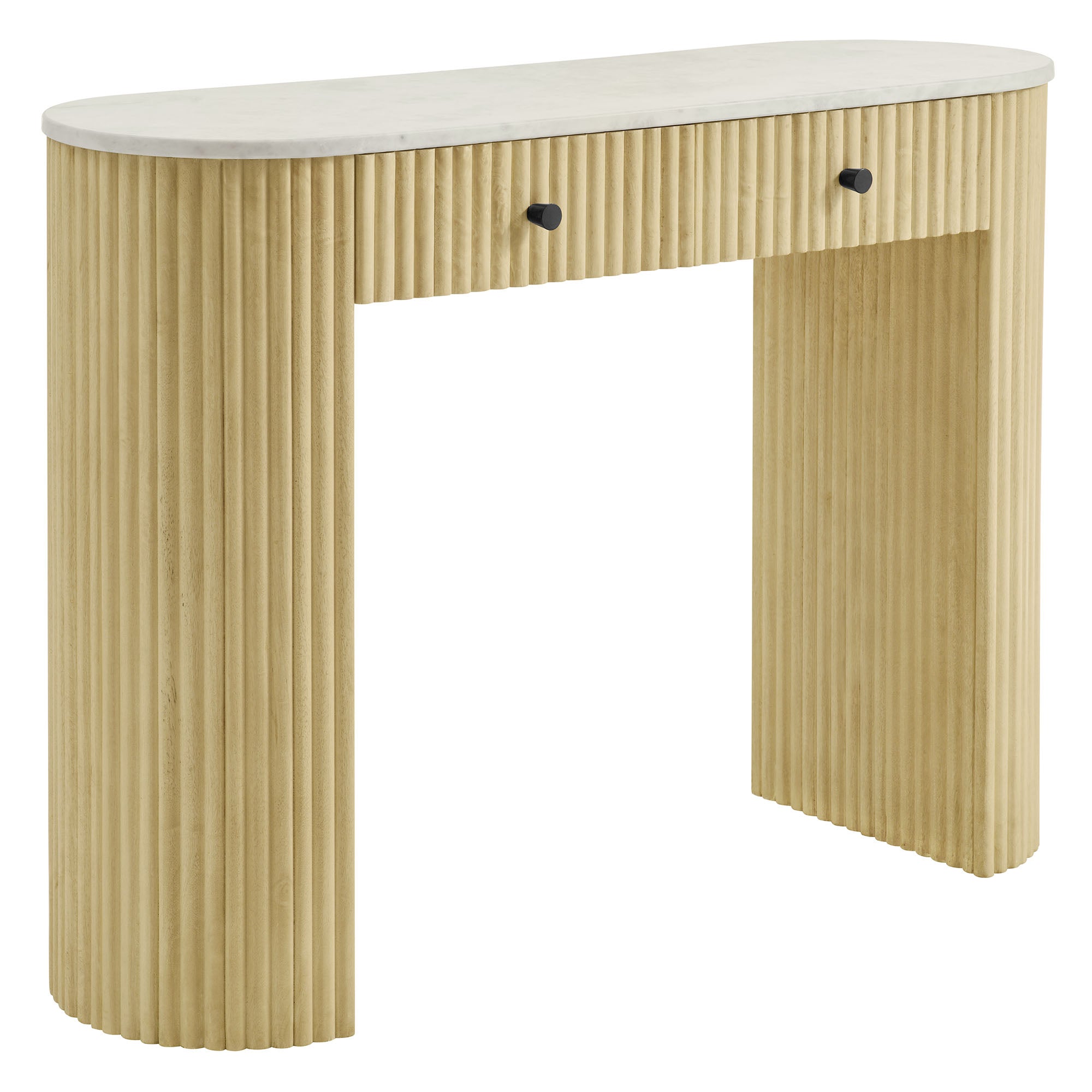 Modway Caldera 42" Curved Solid Wood and Marble Console Table