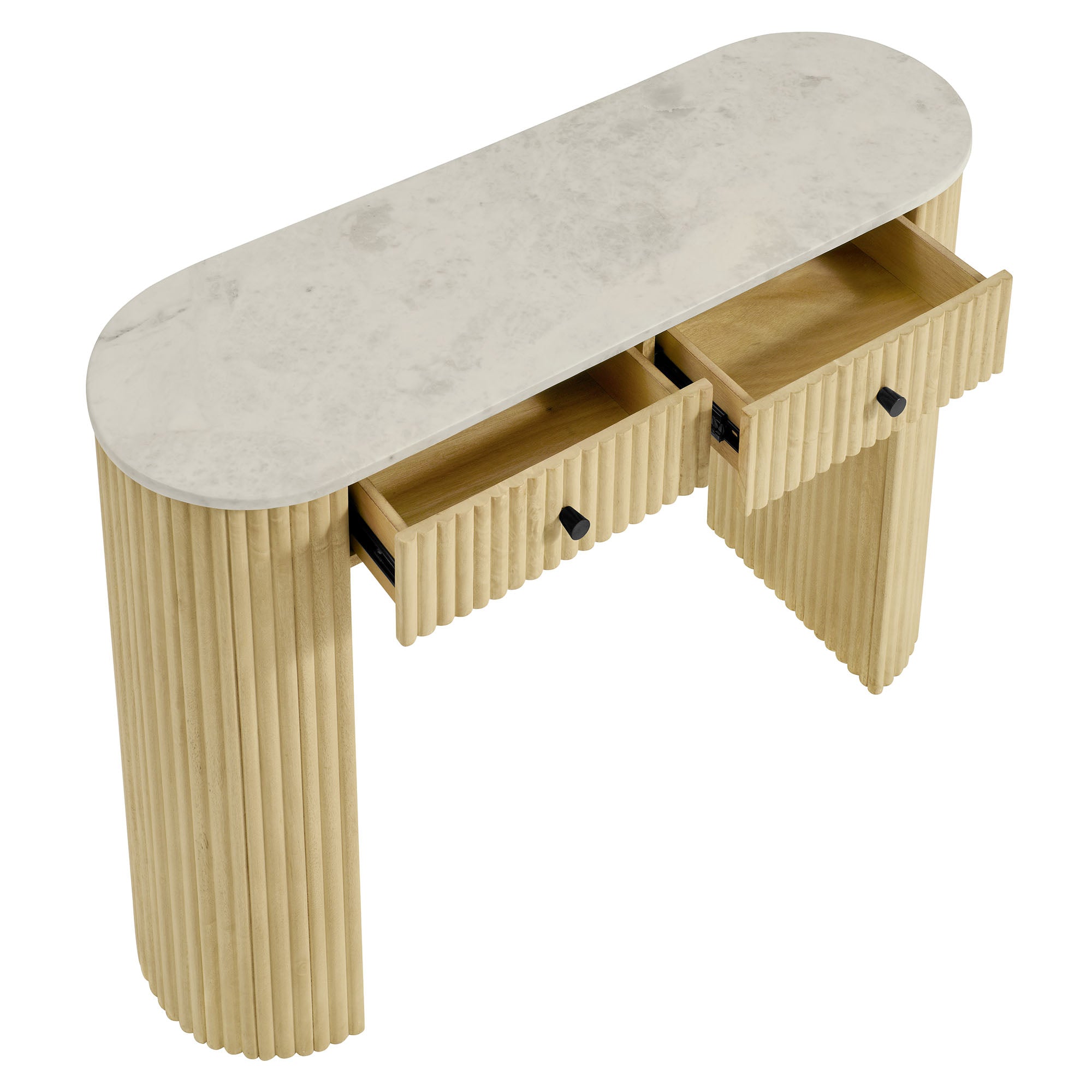 Modway Caldera 42" Curved Solid Wood and Marble Console Table