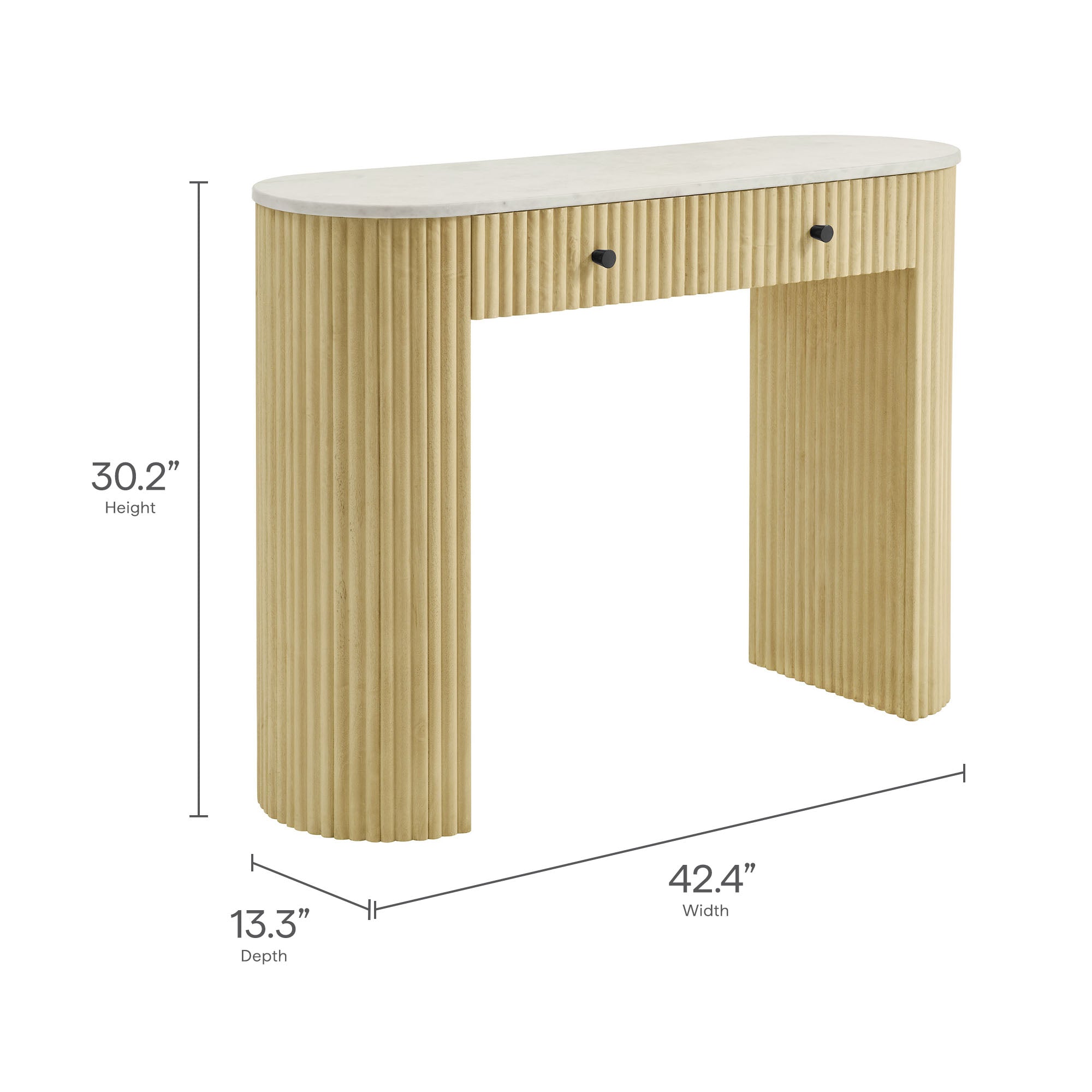 Modway Caldera 42" Curved Solid Wood and Marble Console Table