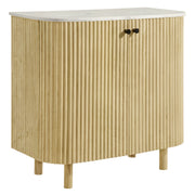 Modway Caldera 33" Curved Solid Wood and Marble Accent Storage Cabinet