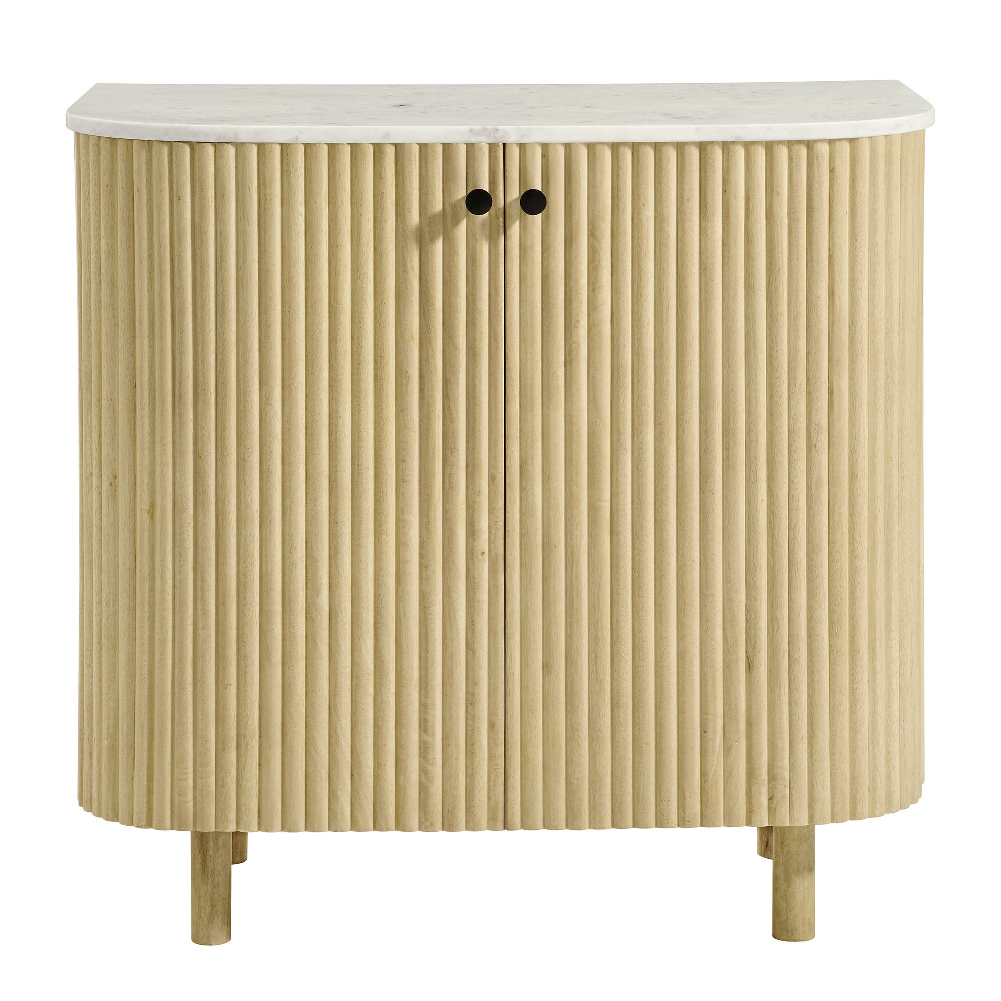 Modway Caldera 33" Curved Solid Wood and Marble Accent Storage Cabinet