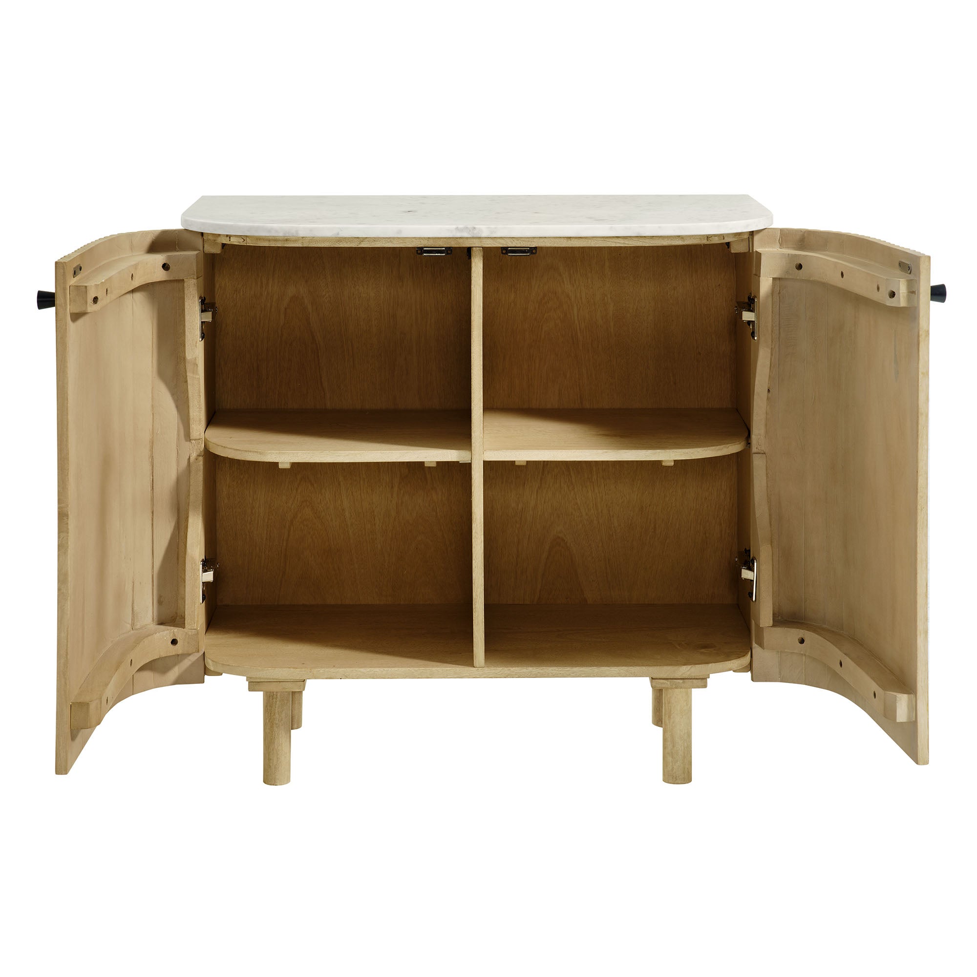 Modway Caldera 33" Curved Solid Wood and Marble Accent Storage Cabinet