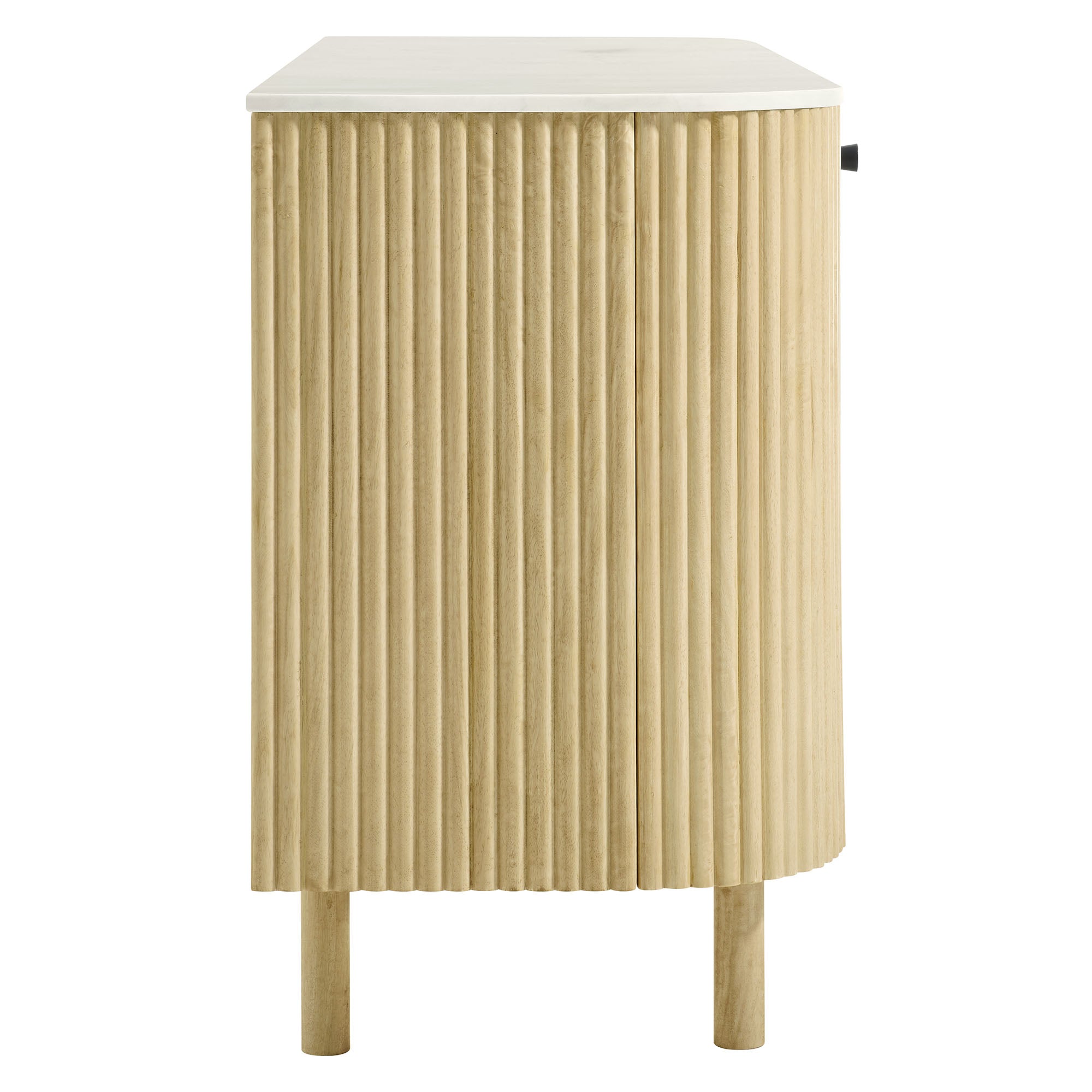 Modway Caldera 60" Curved Solid Wood and Marble Sideboard Storage Cabinet