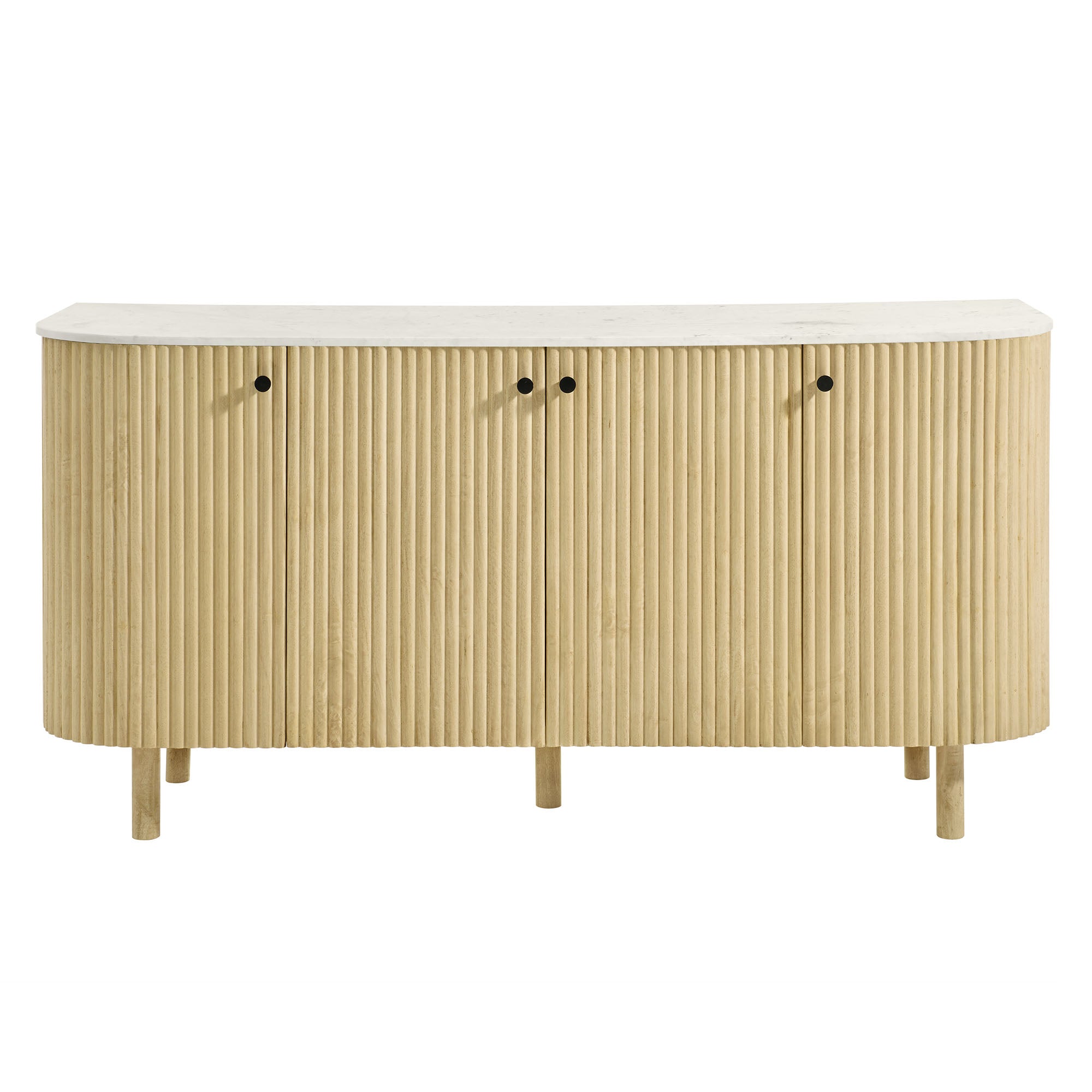 Modway Caldera 60" Curved Solid Wood and Marble Sideboard Storage Cabinet