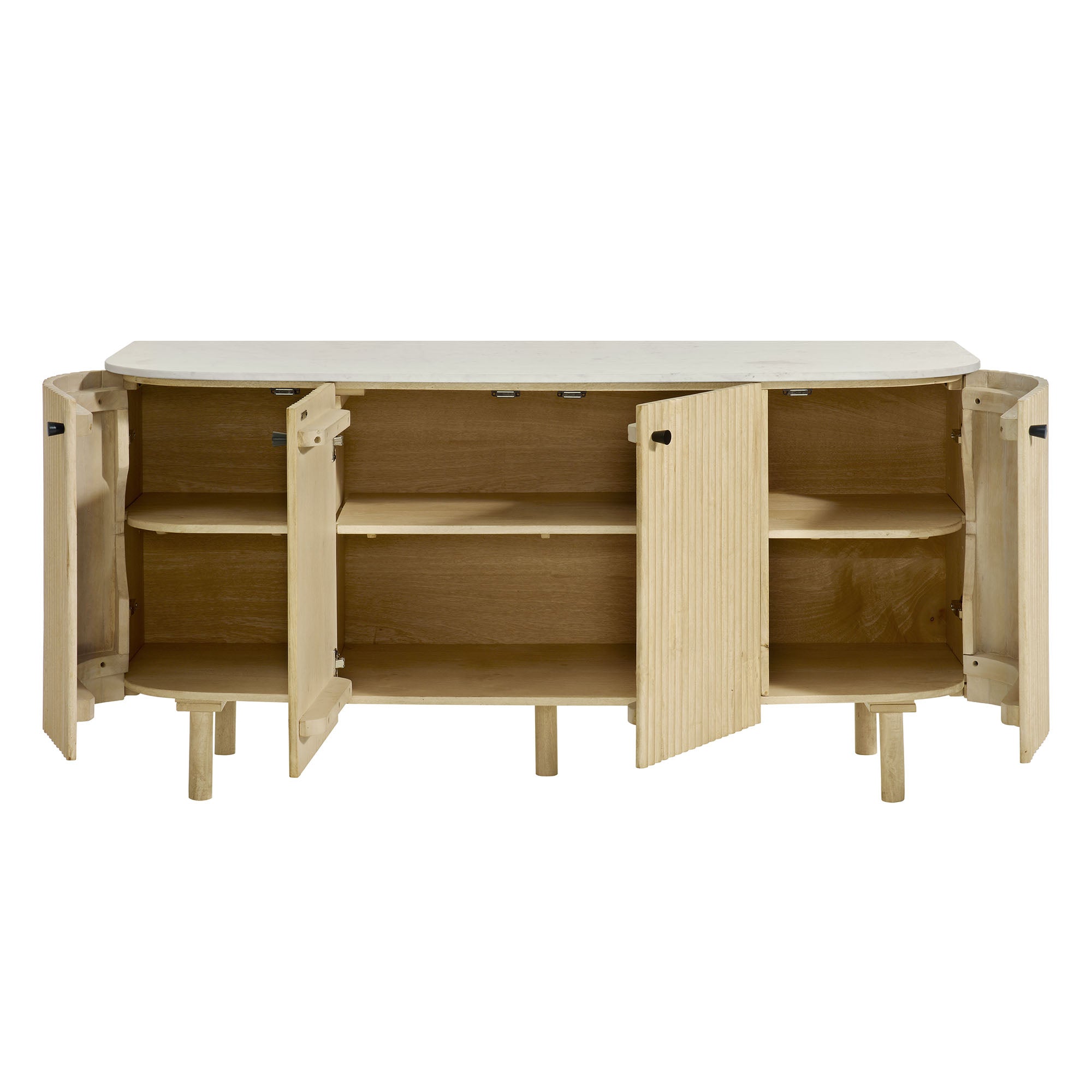 Modway Caldera 60" Curved Solid Wood and Marble Sideboard Storage Cabinet