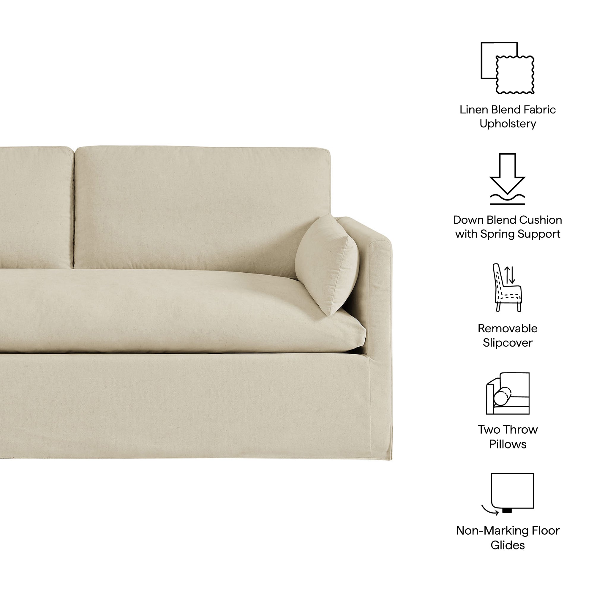 Modway EEI-7356 Wellfleet Slipcovered Linen-Blend Loveseat