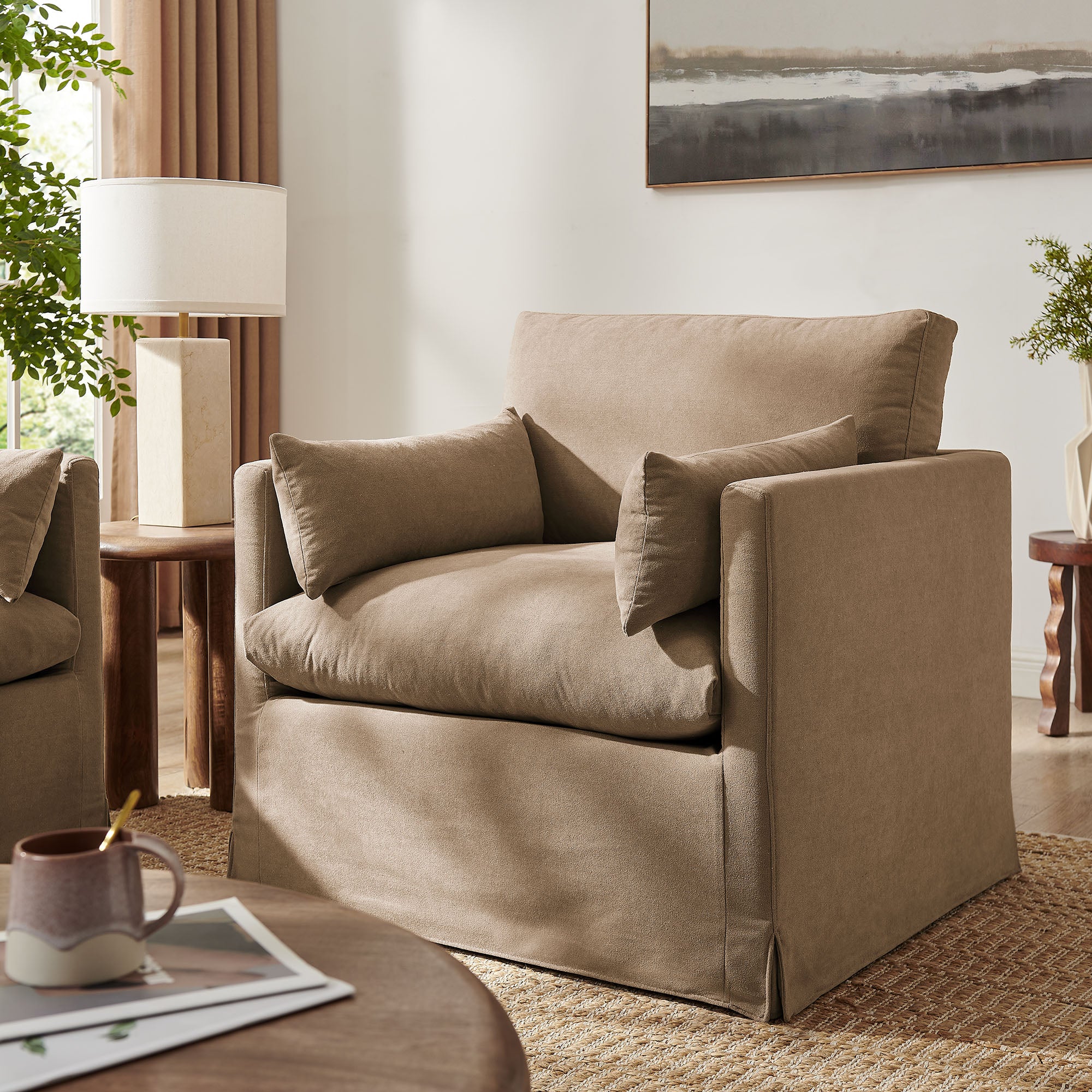Modway EEI-7357 Wellfleet Slipcovered Linen-Blend Armchair