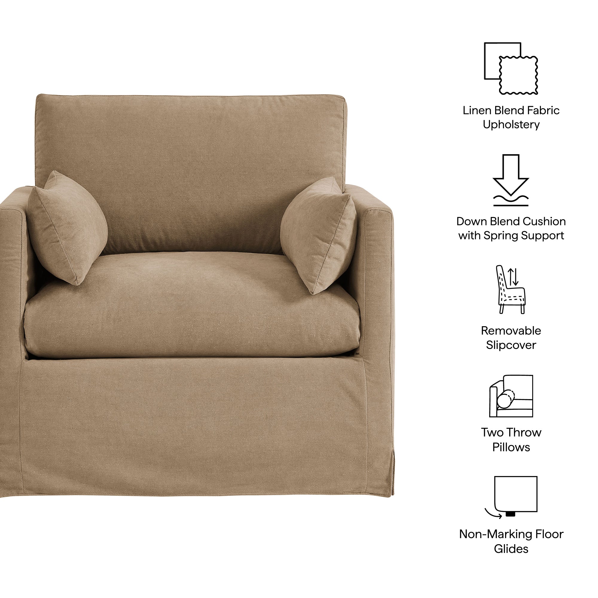Modway EEI-7357 Wellfleet Slipcovered Linen-Blend Armchair