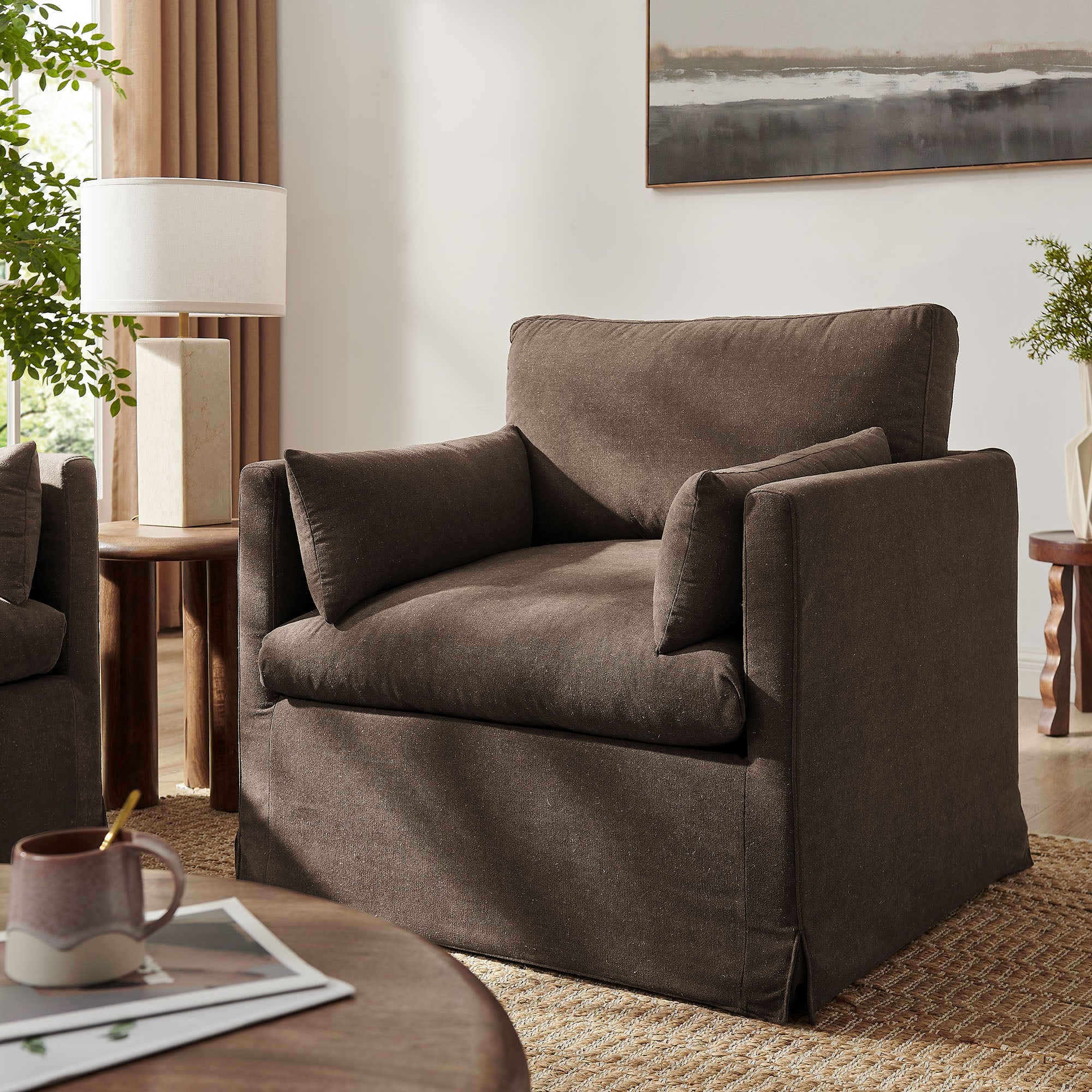 Modway EEI-7357 Wellfleet Slipcovered Linen-Blend Armchair