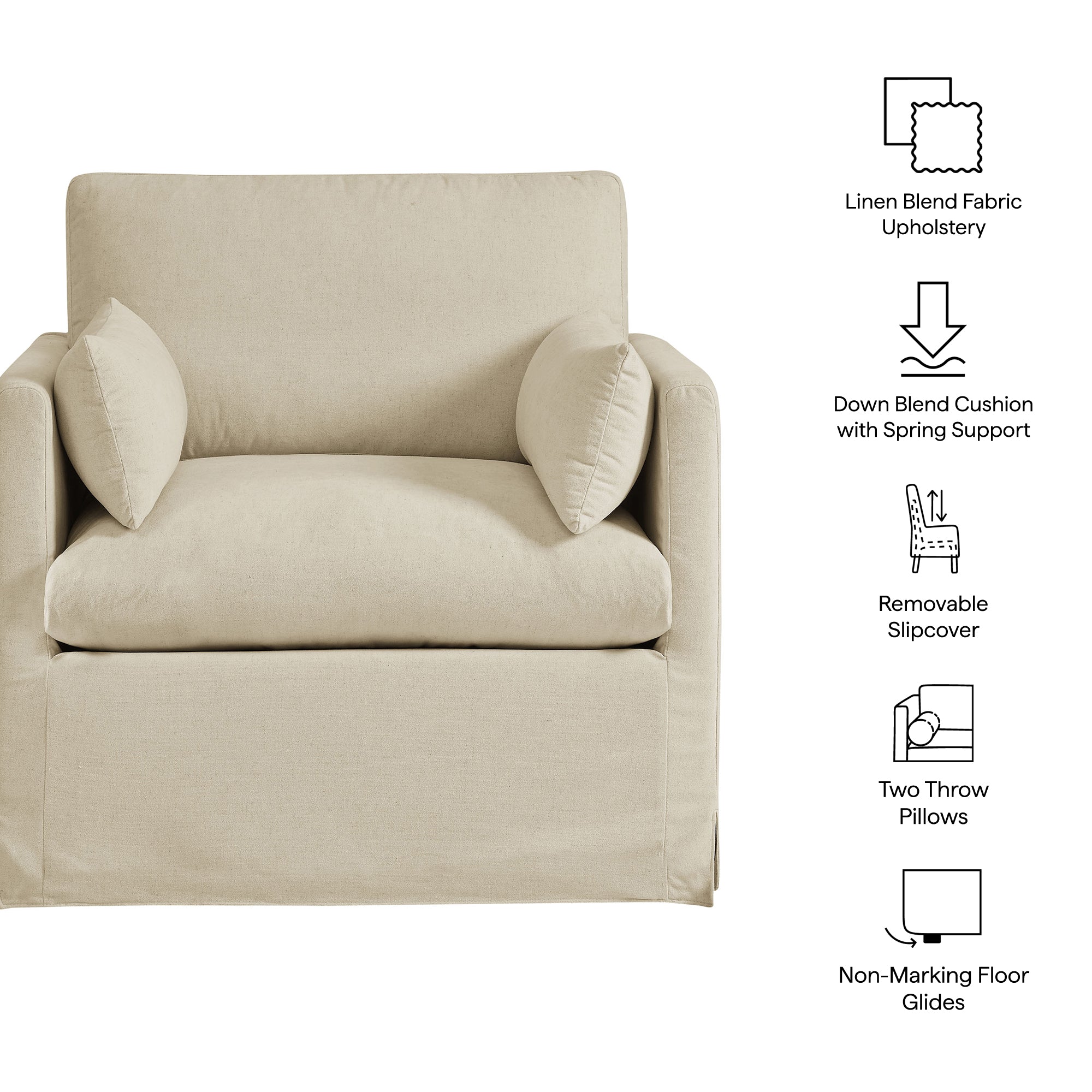 Modway EEI-7357 Wellfleet Slipcovered Linen-Blend Armchair