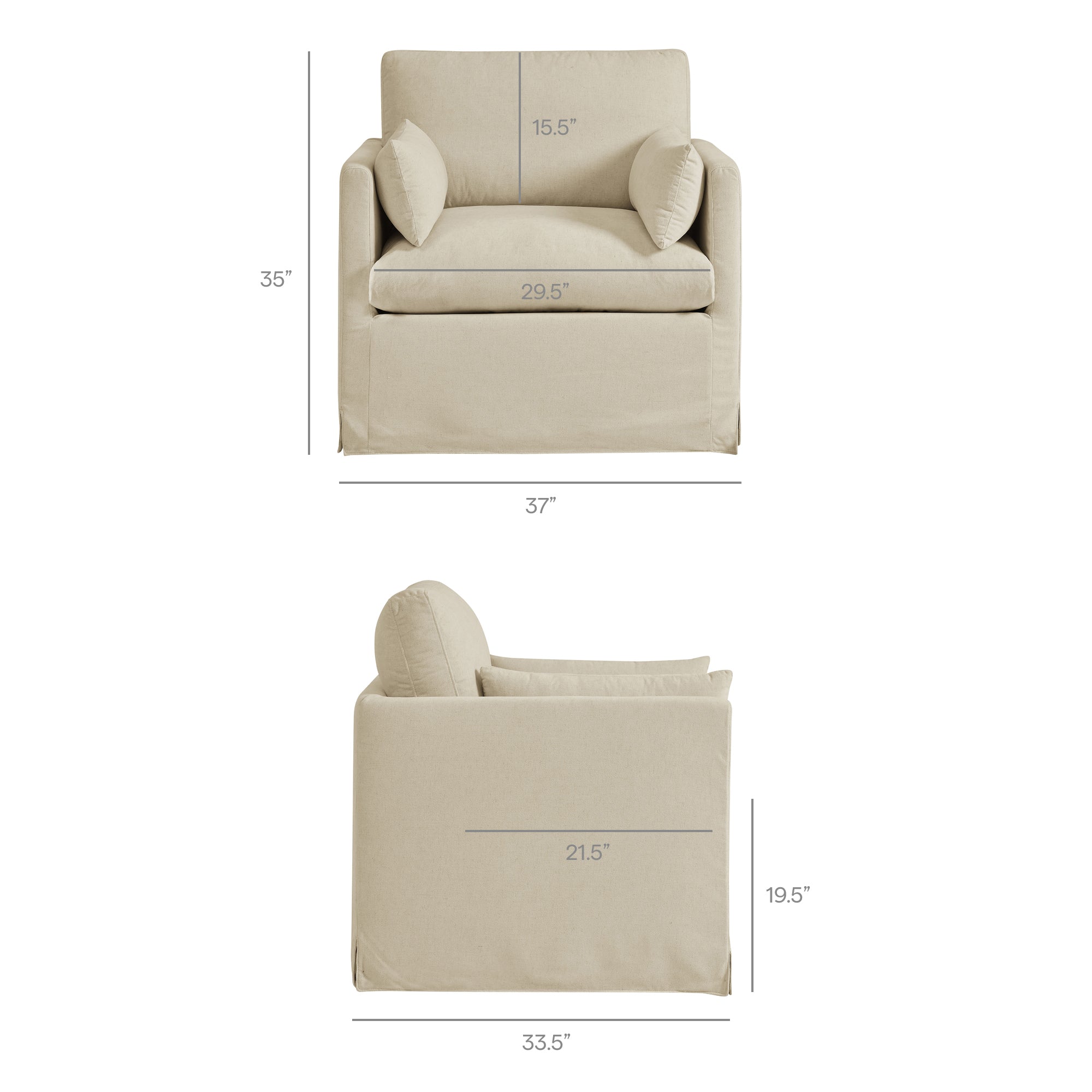 Modway EEI-7357 Wellfleet Slipcovered Linen-Blend Armchair