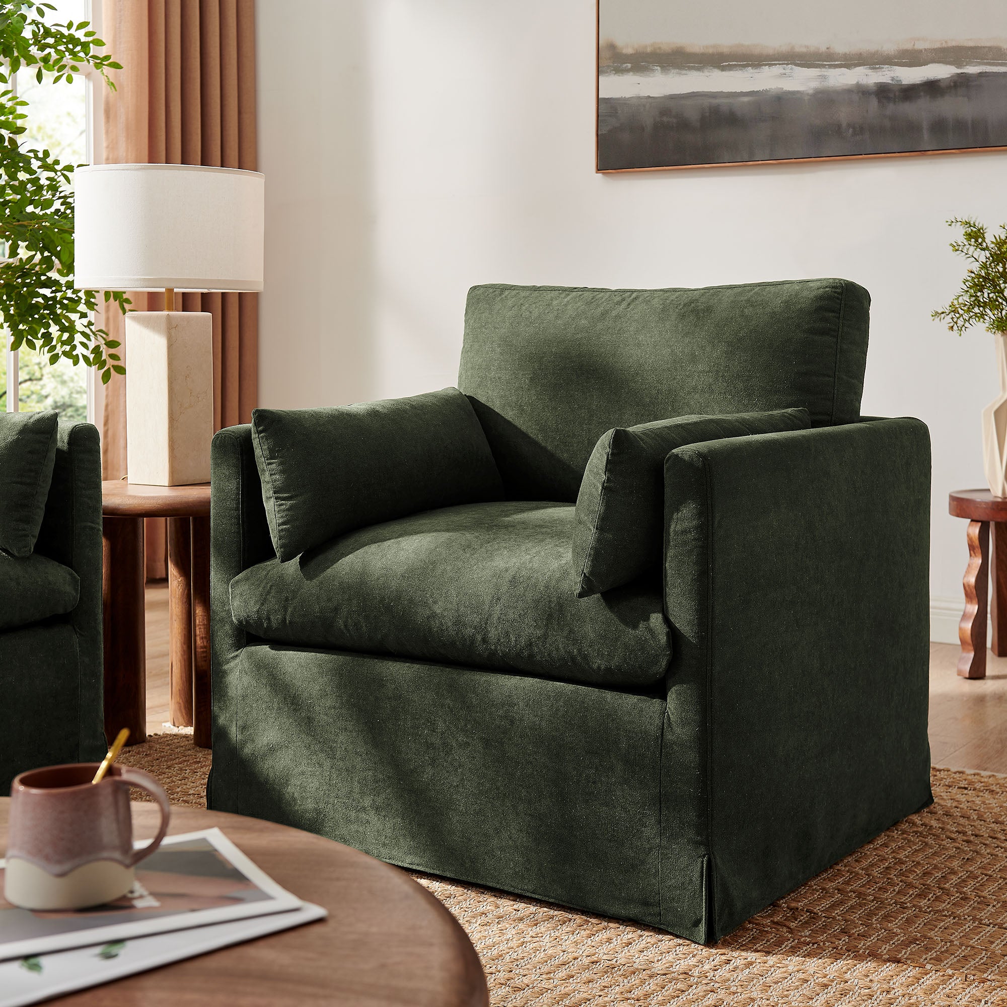 Modway EEI-7357 Wellfleet Slipcovered Linen-Blend Armchair