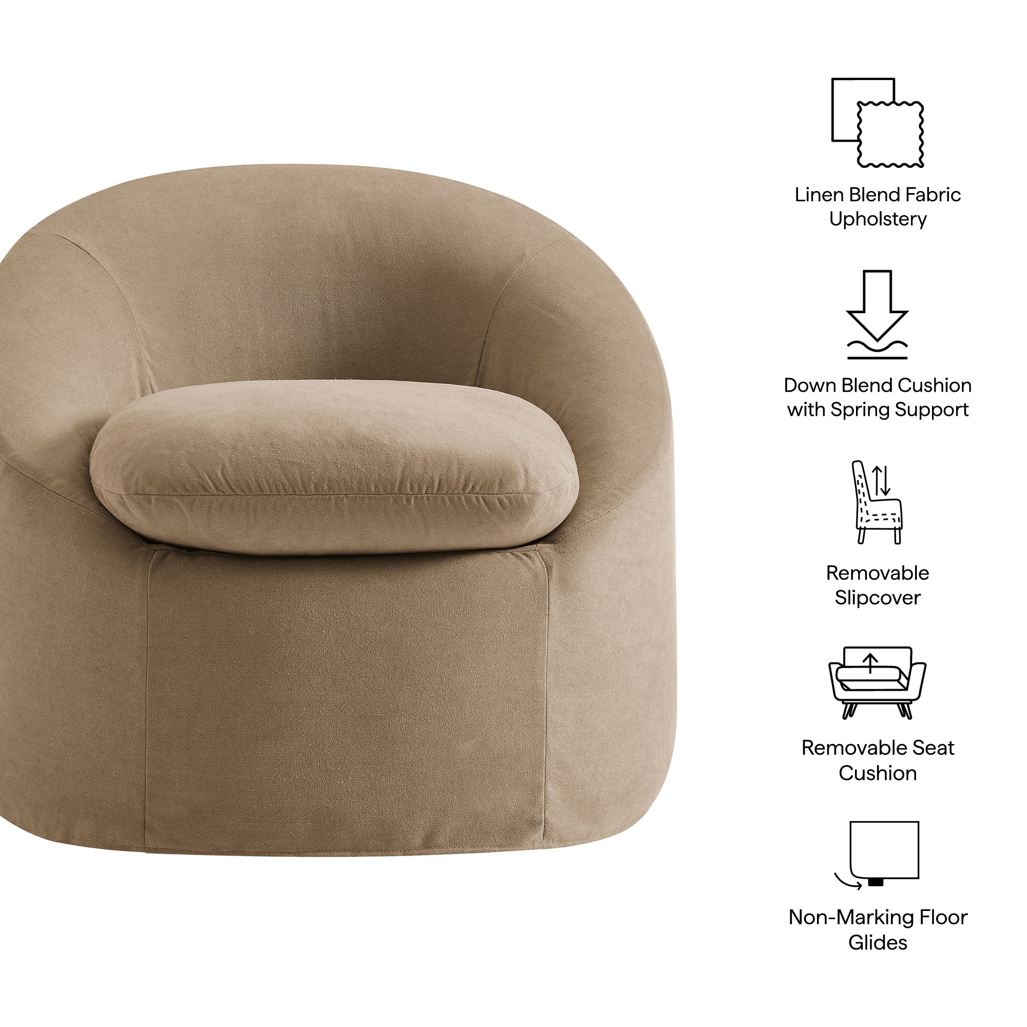 Modway EEI-7358 Sadie Slipcovered Linen-Blend Round Accent Chair