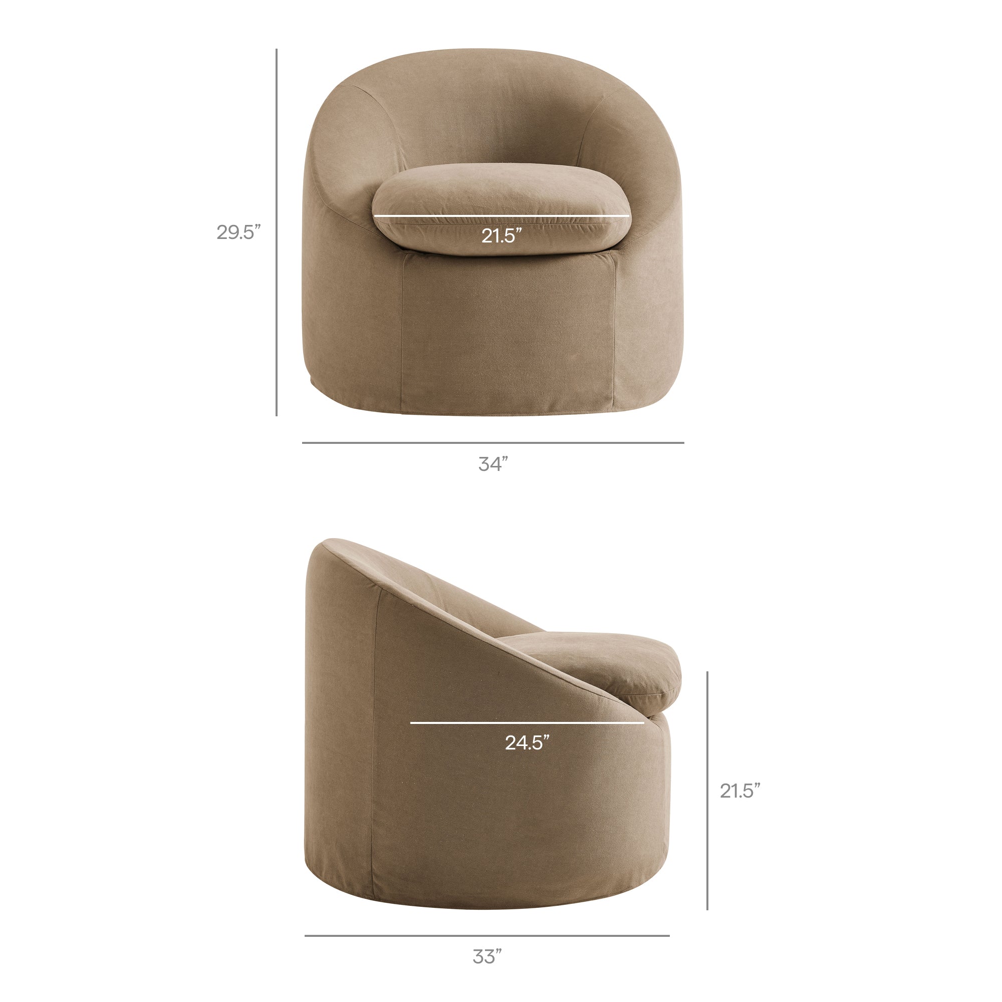 Modway EEI-7358 Sadie Slipcovered Linen-Blend Round Accent Chair