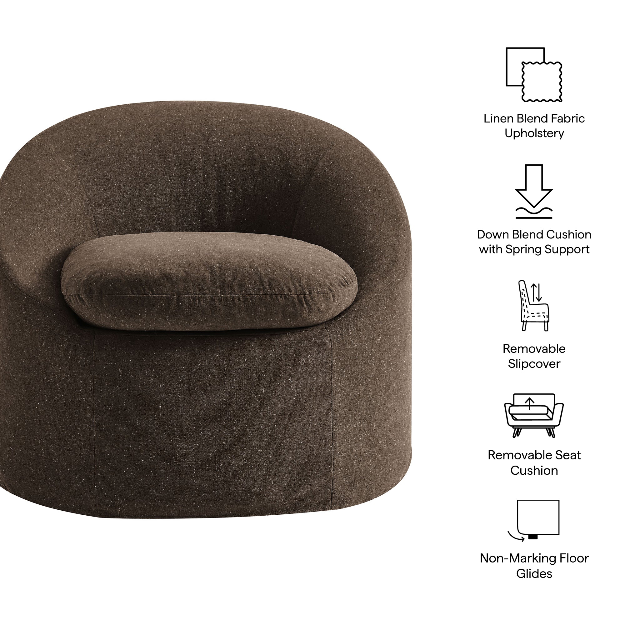 Modway EEI-7358 Sadie Slipcovered Linen-Blend Round Accent Chair