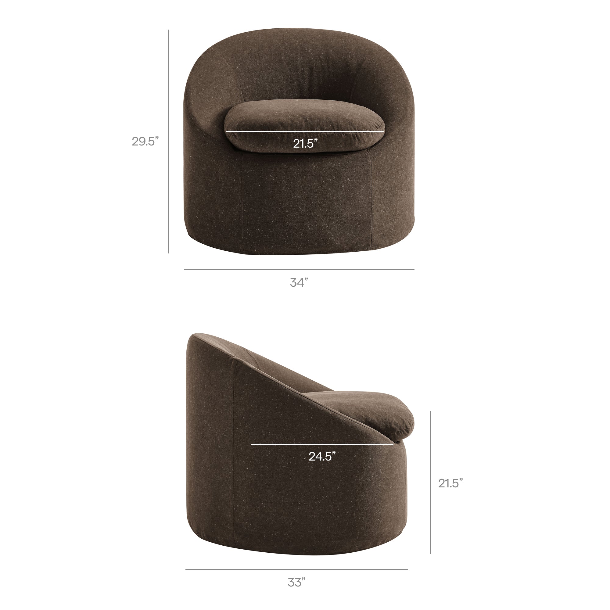 Modway EEI-7358 Sadie Slipcovered Linen-Blend Round Accent Chair