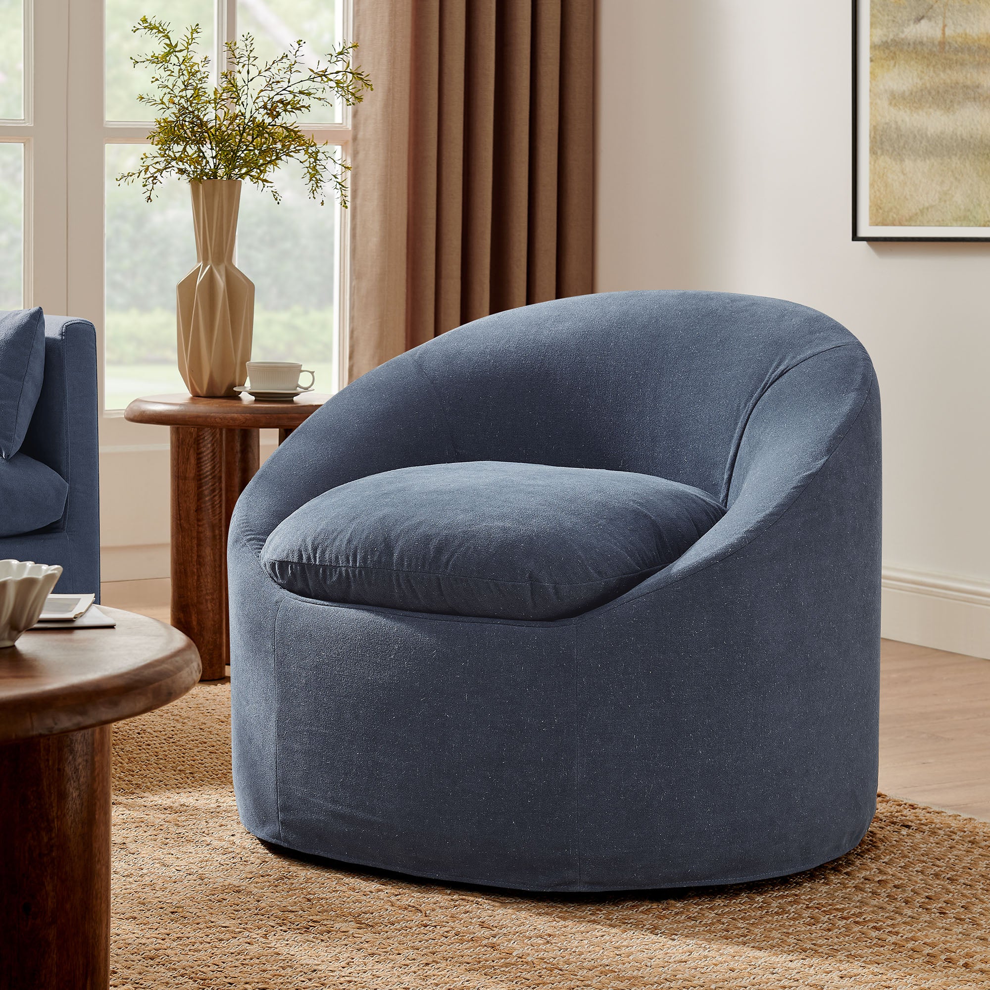 Modway EEI-7358 Sadie Slipcovered Linen-Blend Round Accent Chair