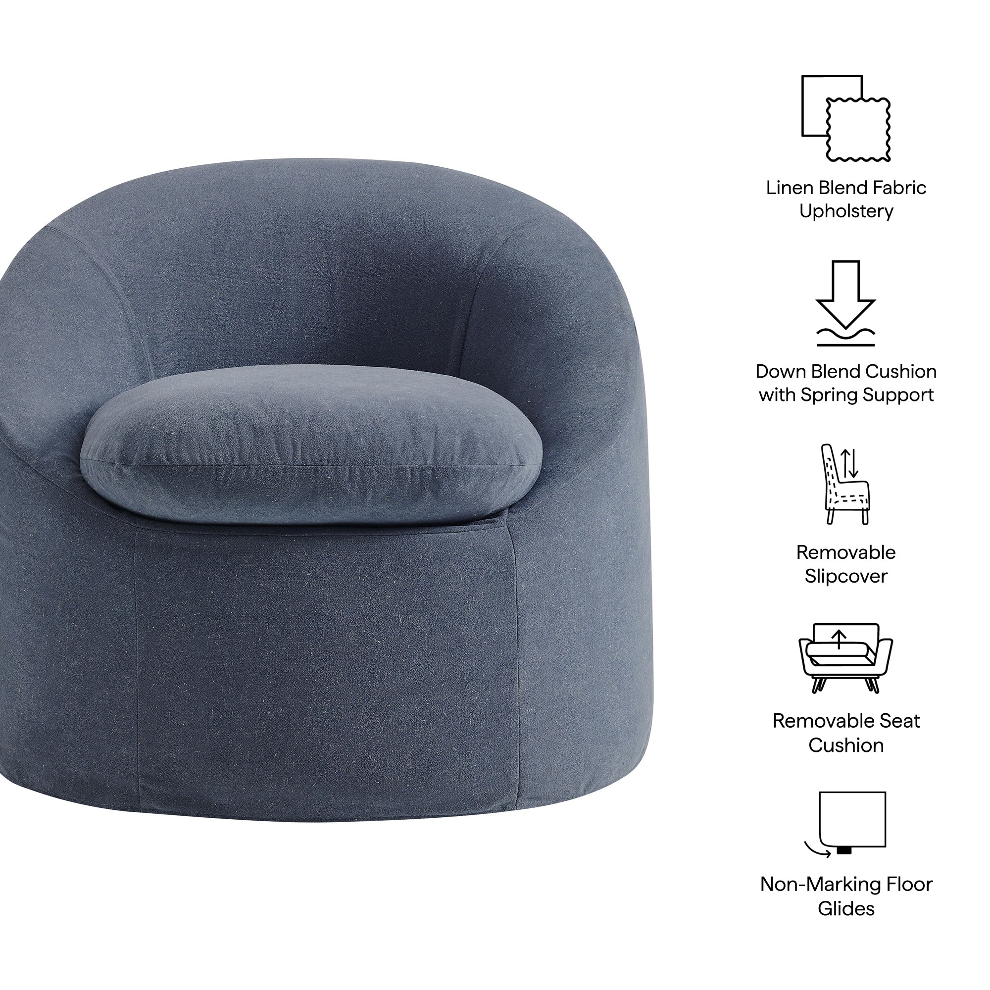 Modway EEI-7358 Sadie Slipcovered Linen-Blend Round Accent Chair