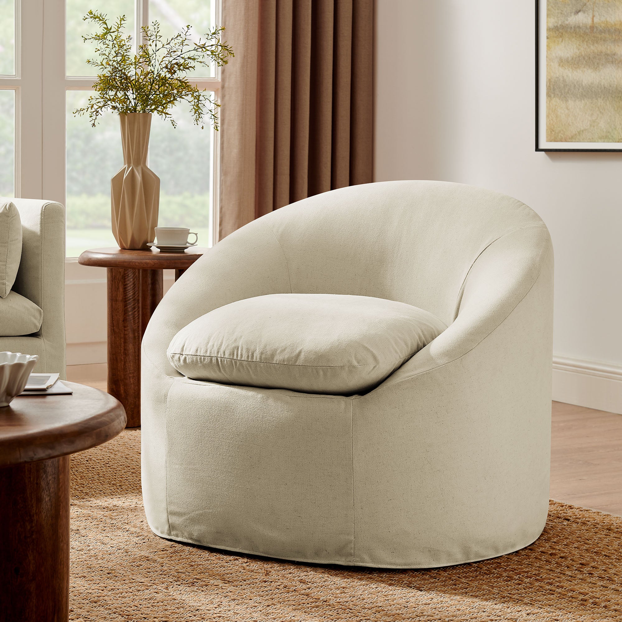 Modway EEI-7358 Sadie Slipcovered Linen-Blend Round Accent Chair