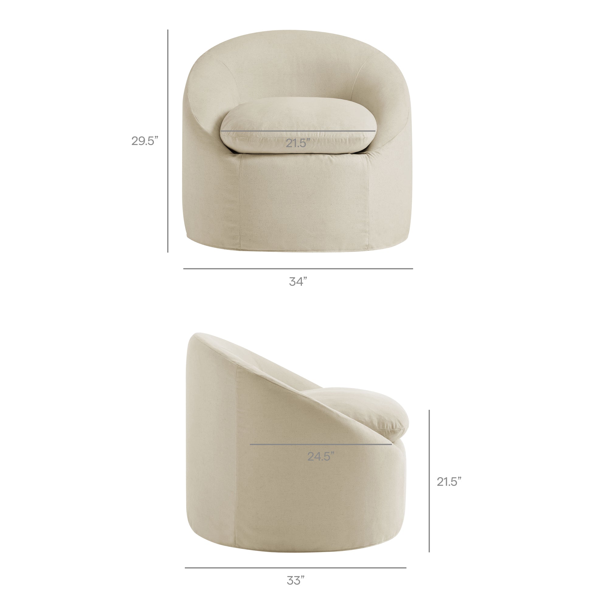 Modway EEI-7358 Sadie Slipcovered Linen-Blend Round Accent Chair