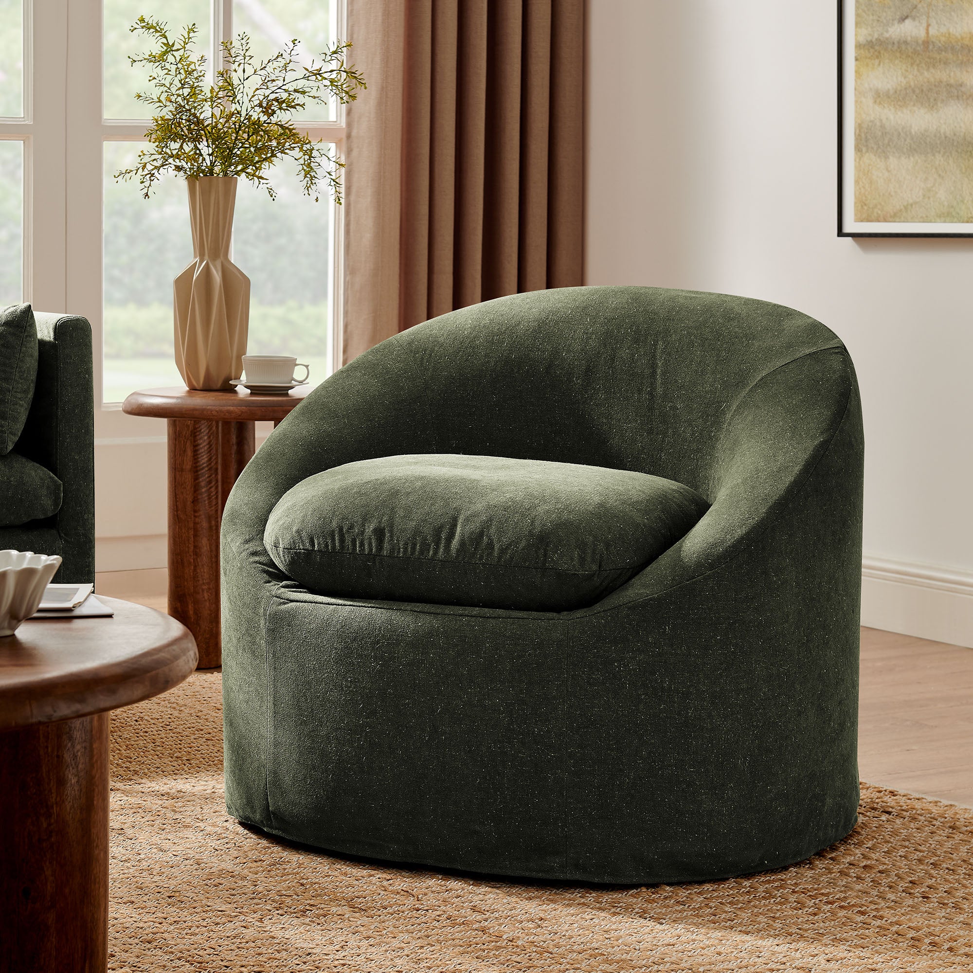 Modway EEI-7358 Sadie Slipcovered Linen-Blend Round Accent Chair
