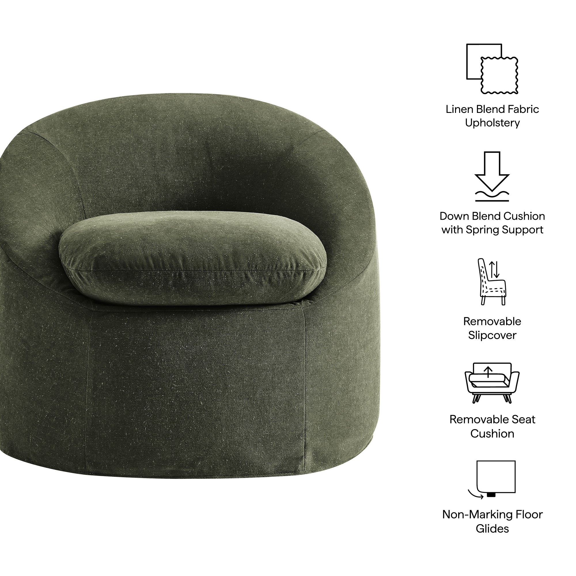 Modway EEI-7358 Sadie Slipcovered Linen-Blend Round Accent Chair