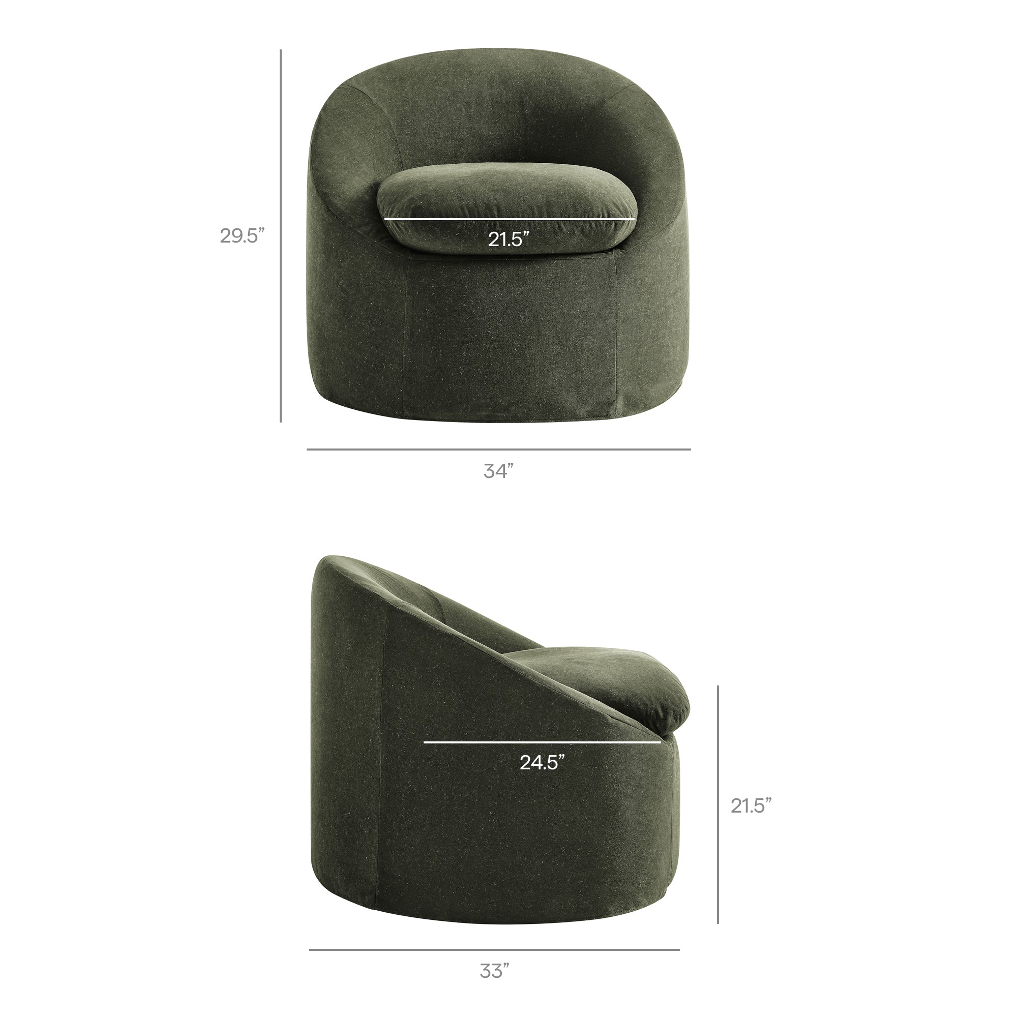 Modway EEI-7358 Sadie Slipcovered Linen-Blend Round Accent Chair