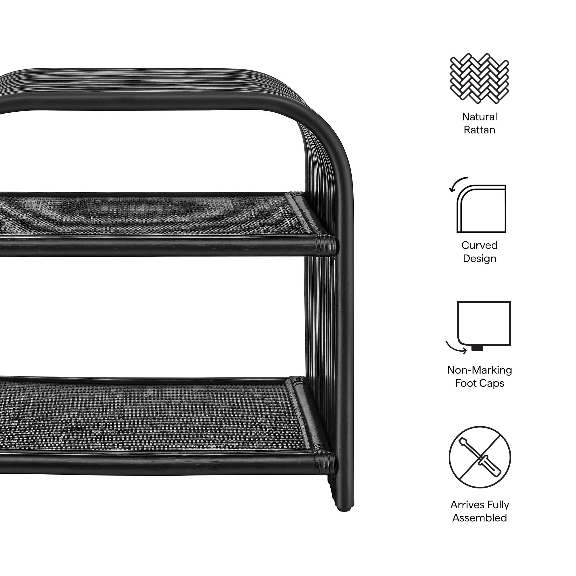 Modway Eve Curved Natural Rattan Side Table