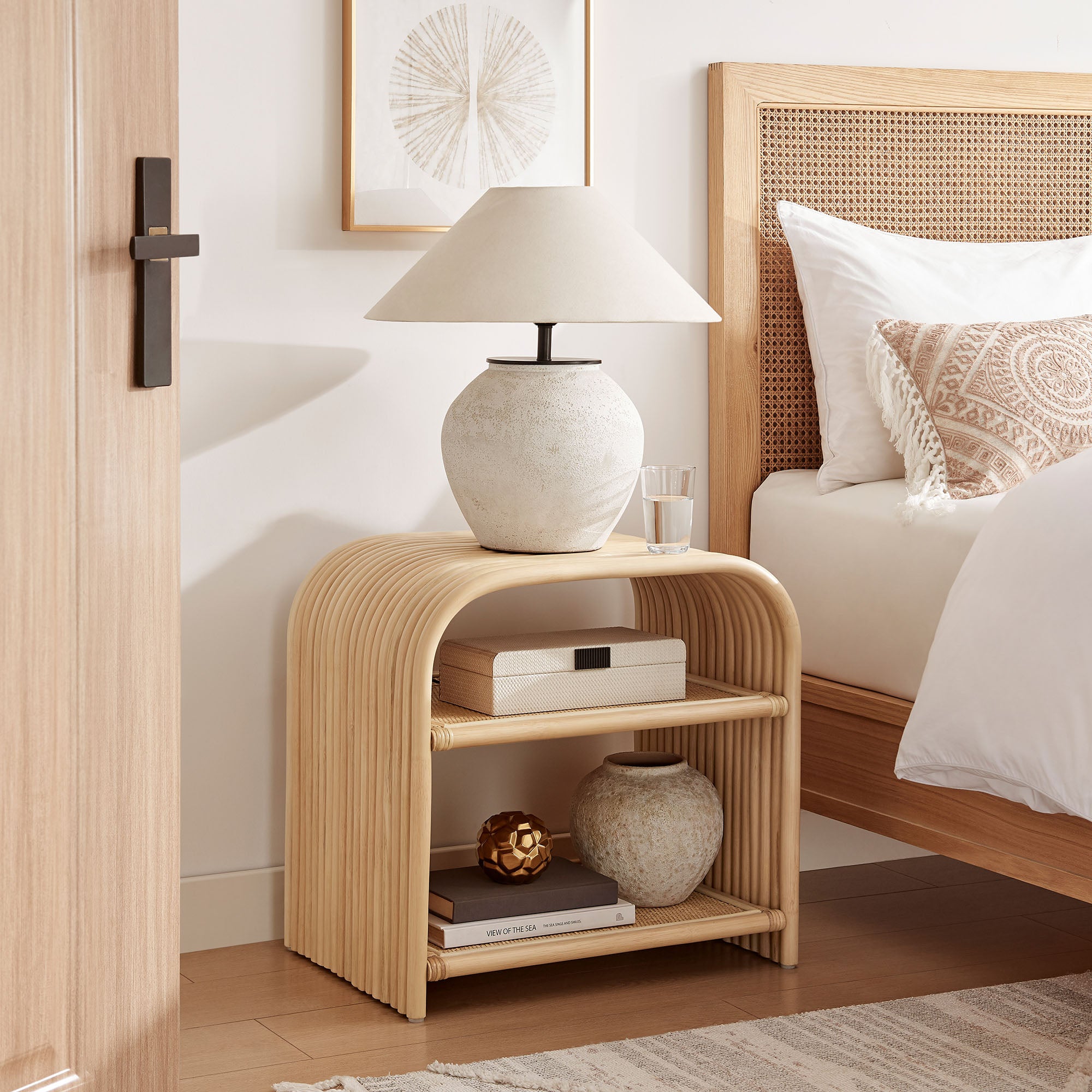Modway Eve Curved Natural Rattan Side Table