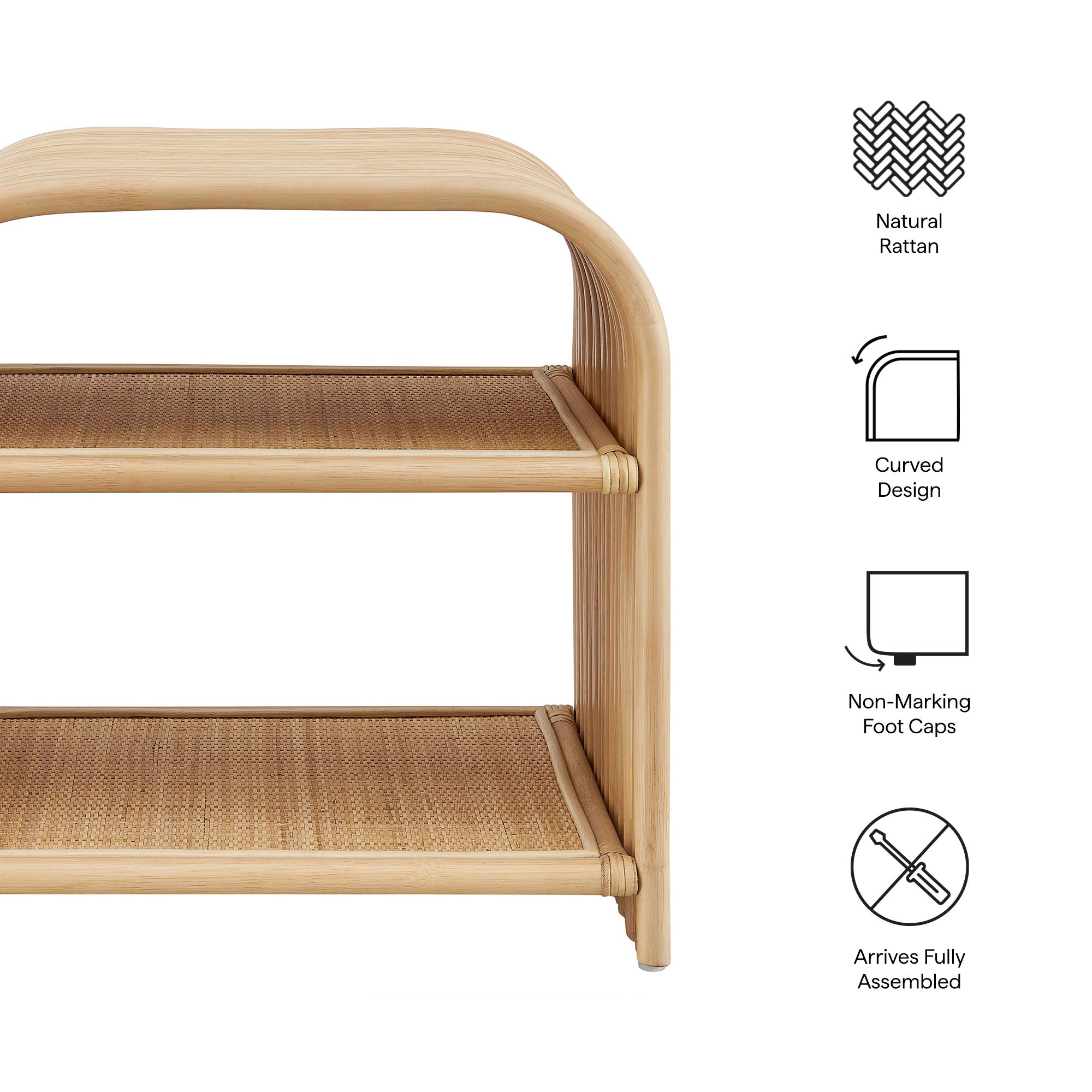 Modway Eve Curved Natural Rattan Side Table