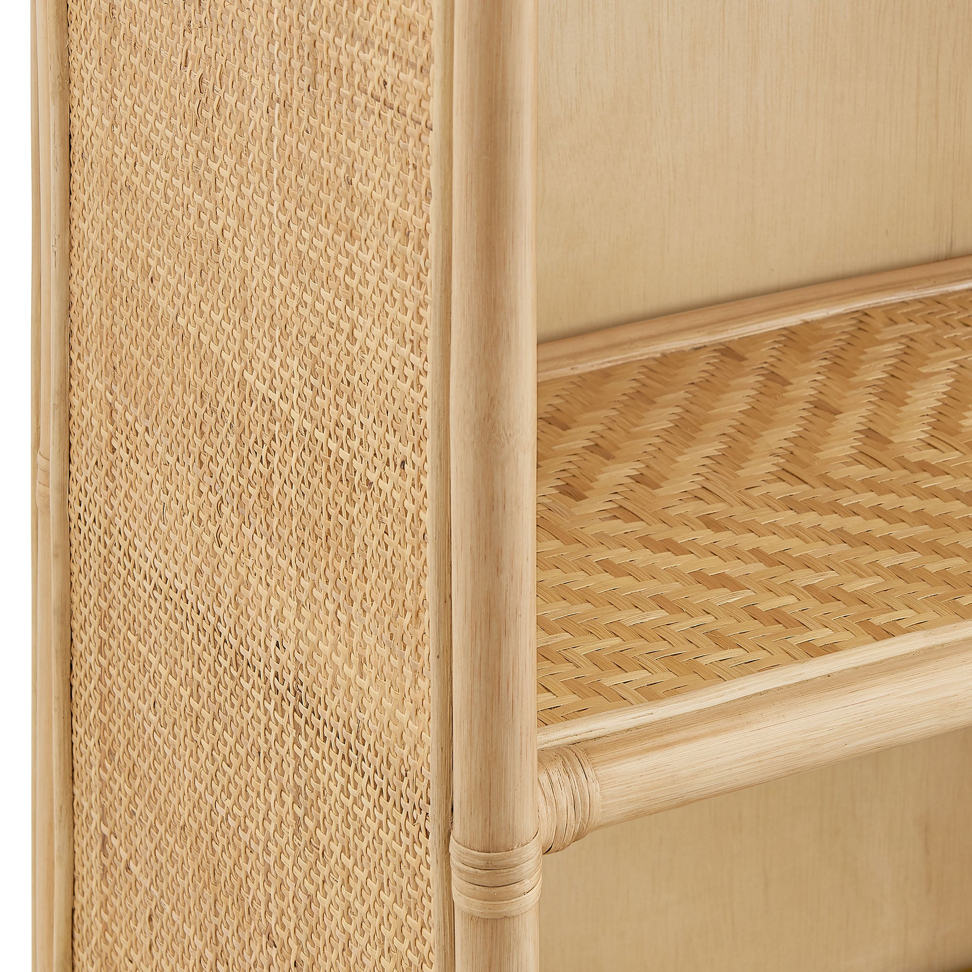 Jane 71 Inch Tall Arched Natural Rattan Bookshelf