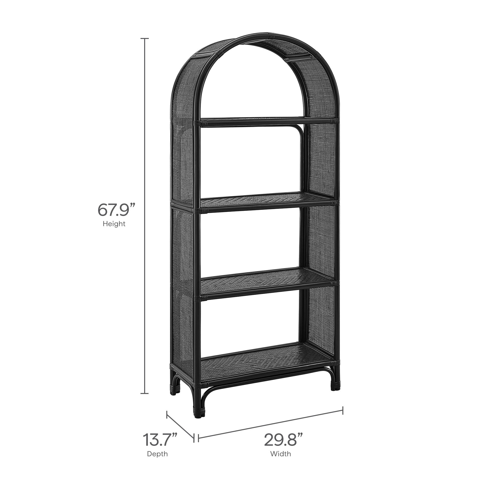 Modway Celeste 67 Inch Tall Arched Natural Rattan Bookshelf