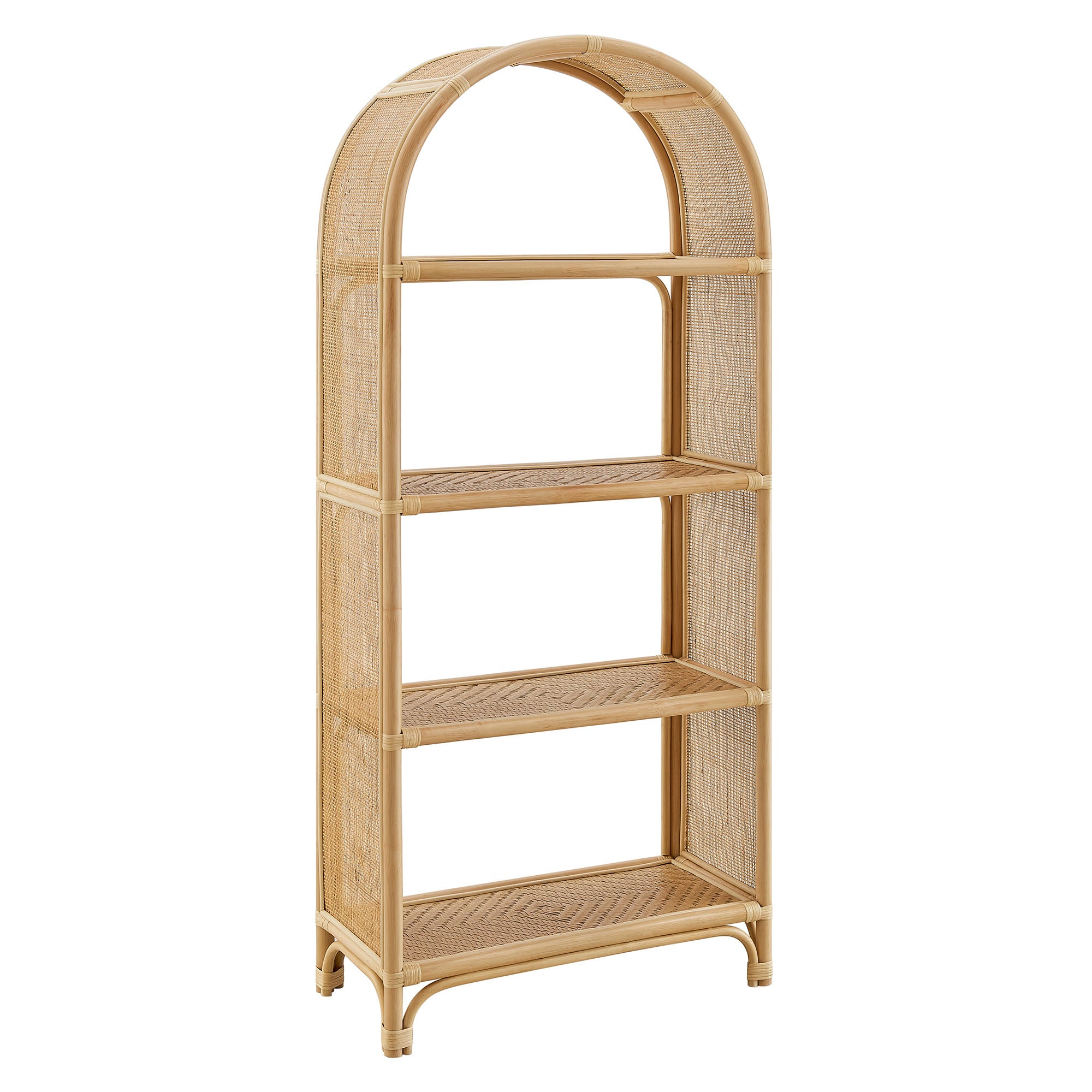 Modway Celeste 67 Inch Tall Arched Natural Rattan Bookshelf