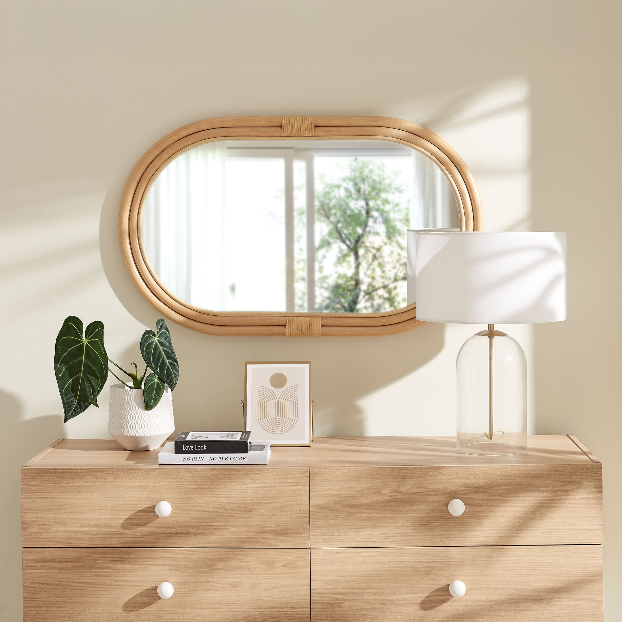 Modway Corsica Oval Rattan Wall Mirror