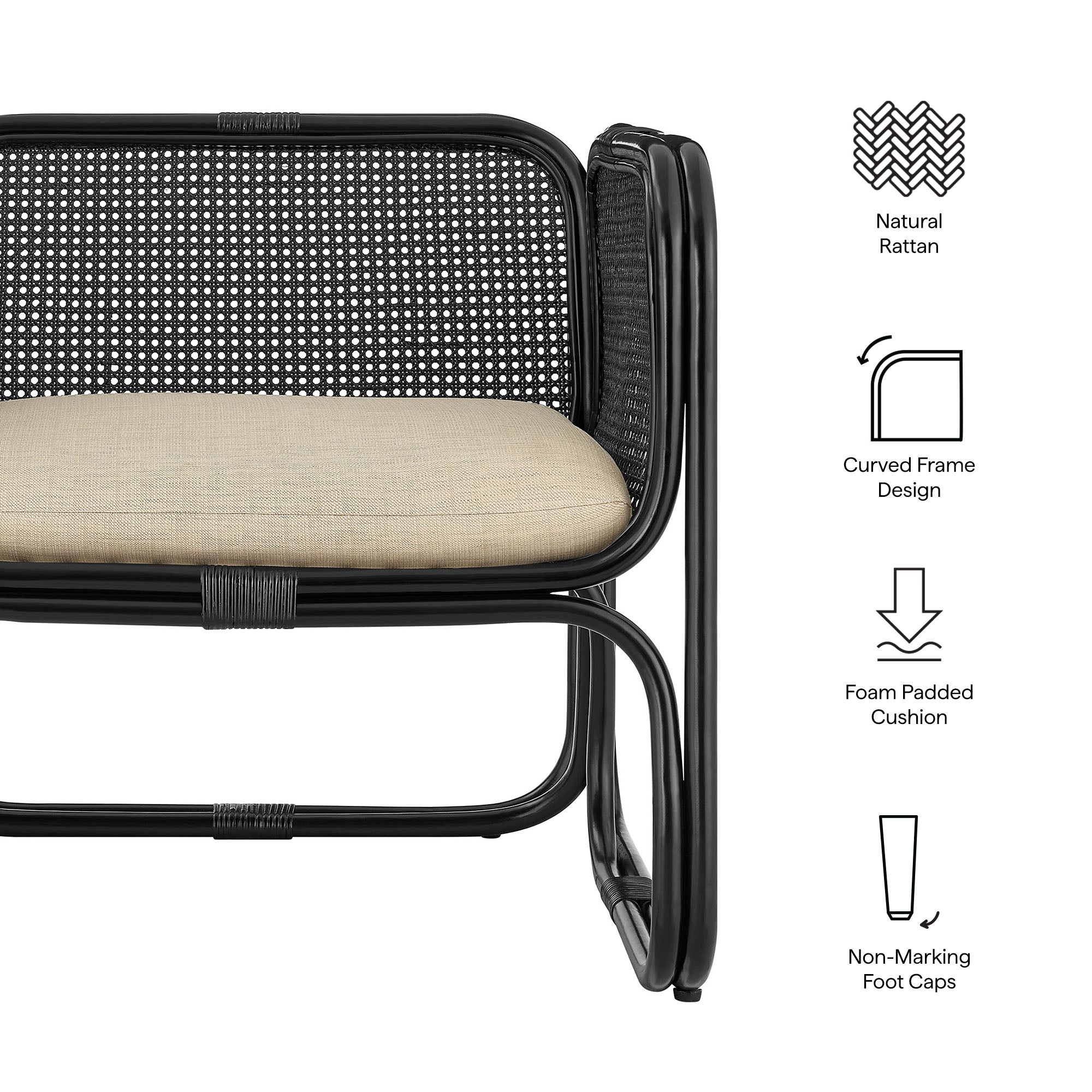 Modway Ellis Natural Rattan Accent Armchair