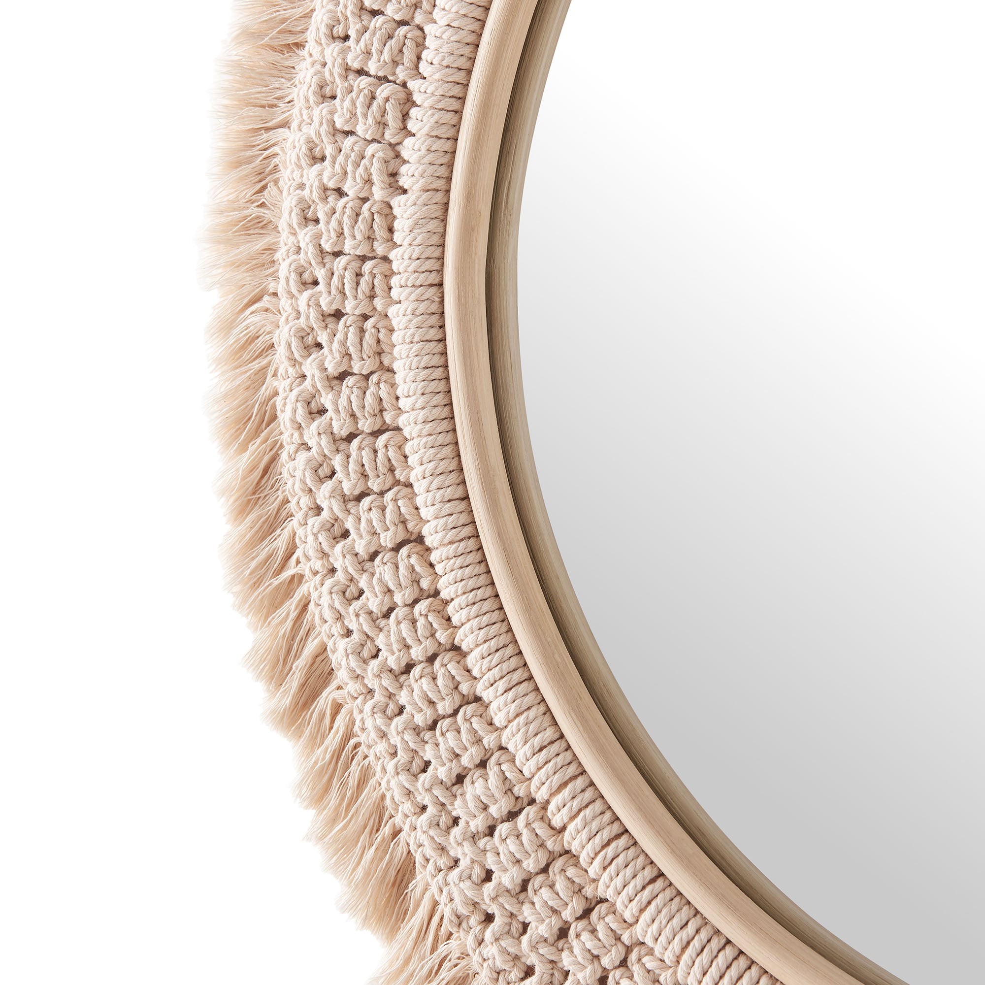 Modway Jade Round Rattan Macrame Wall Mirror