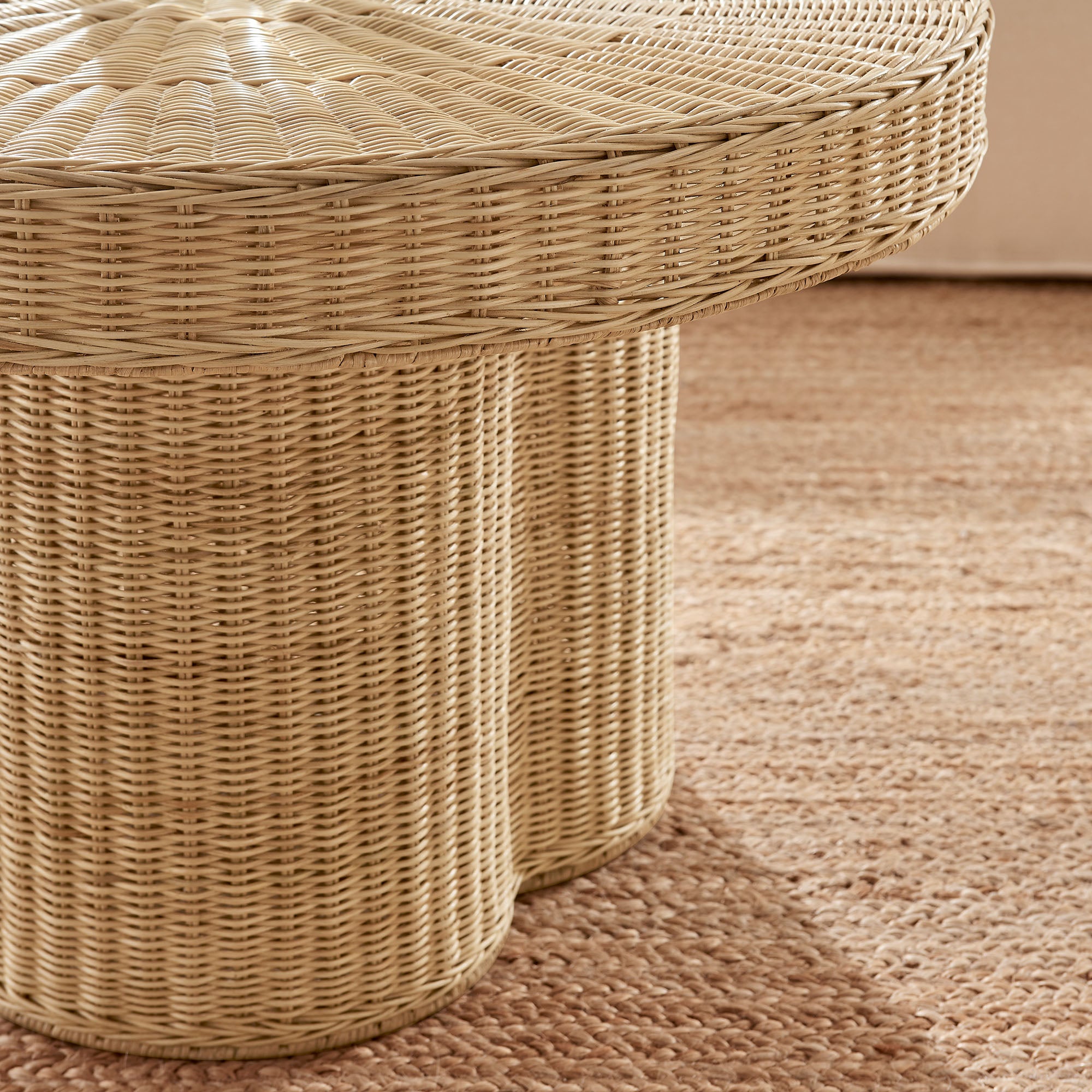 Modway Ainsley 32 Inch Round Natural Rattan Coffee Table