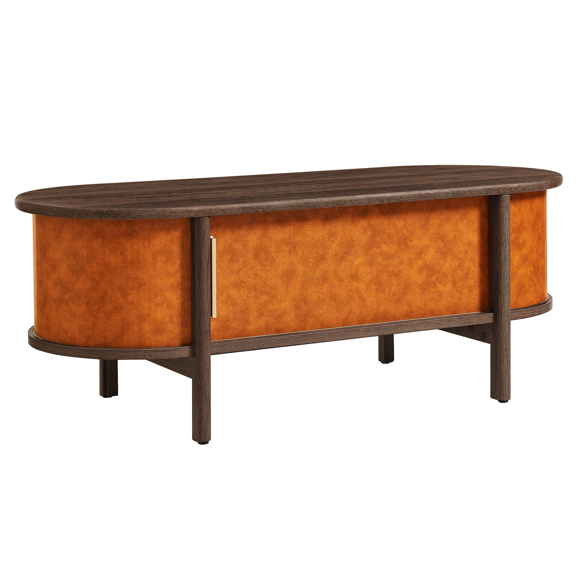 Modway Coralie Curved Vegan Leather Oval Coffee Table