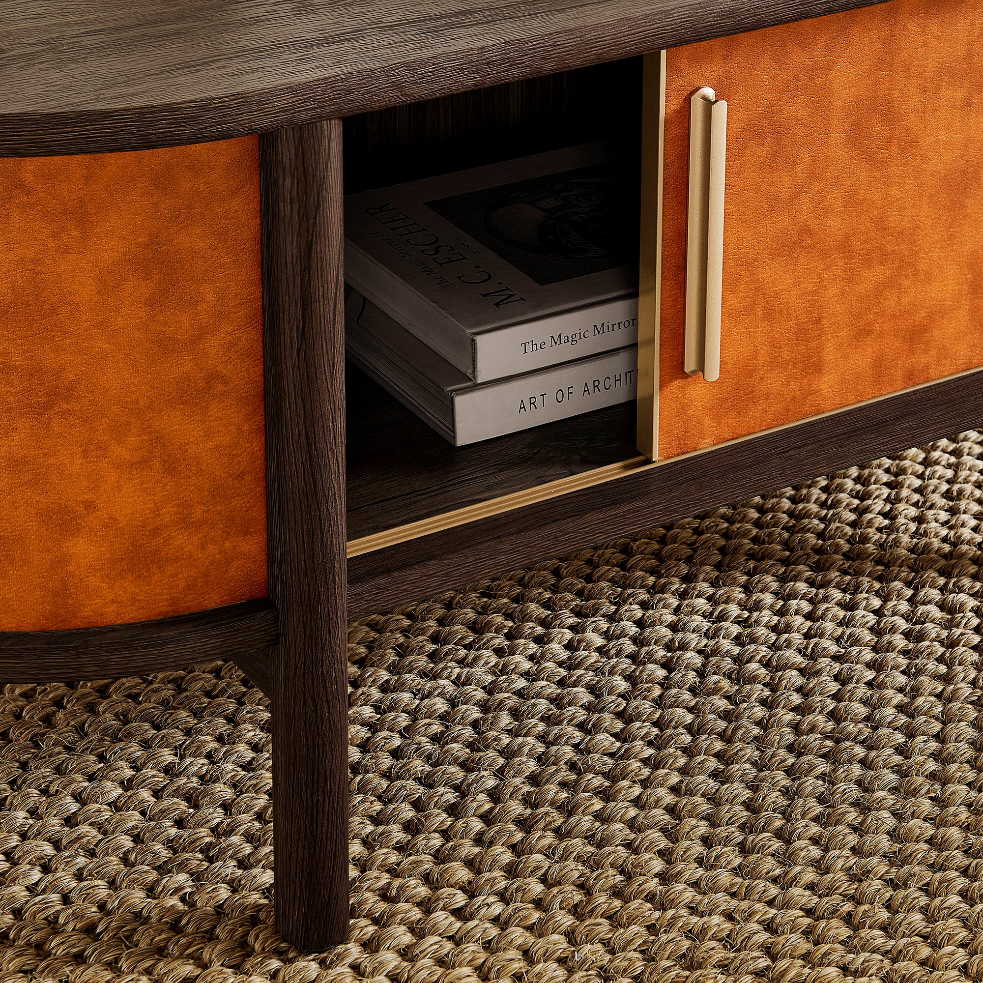 Modway Coralie Curved Vegan Leather Oval Coffee Table